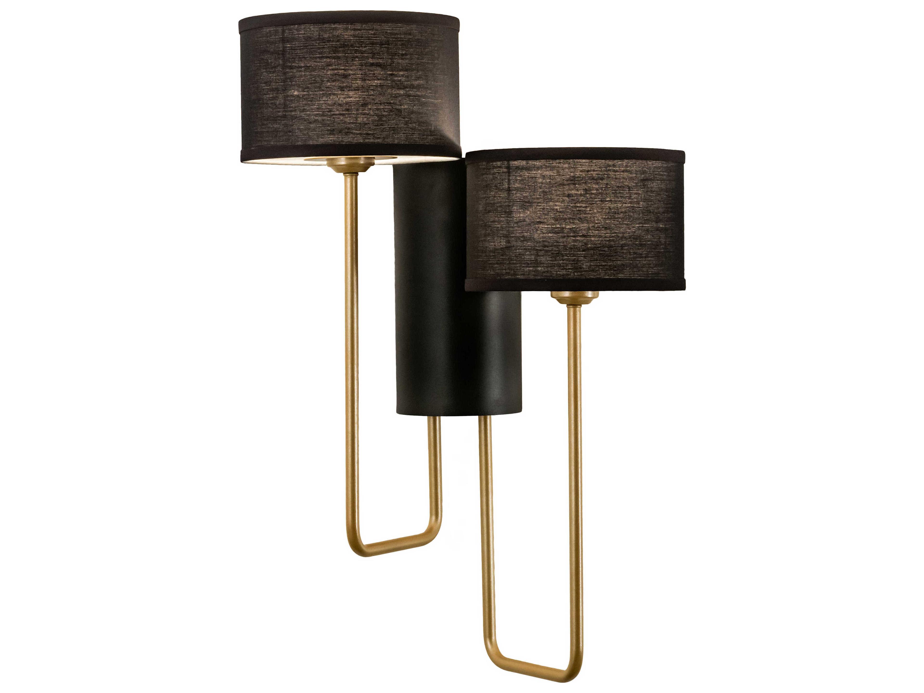 Meyda Cilindro 2-Light Champagne Metallic Textured Black Gold LED Wall Sconce