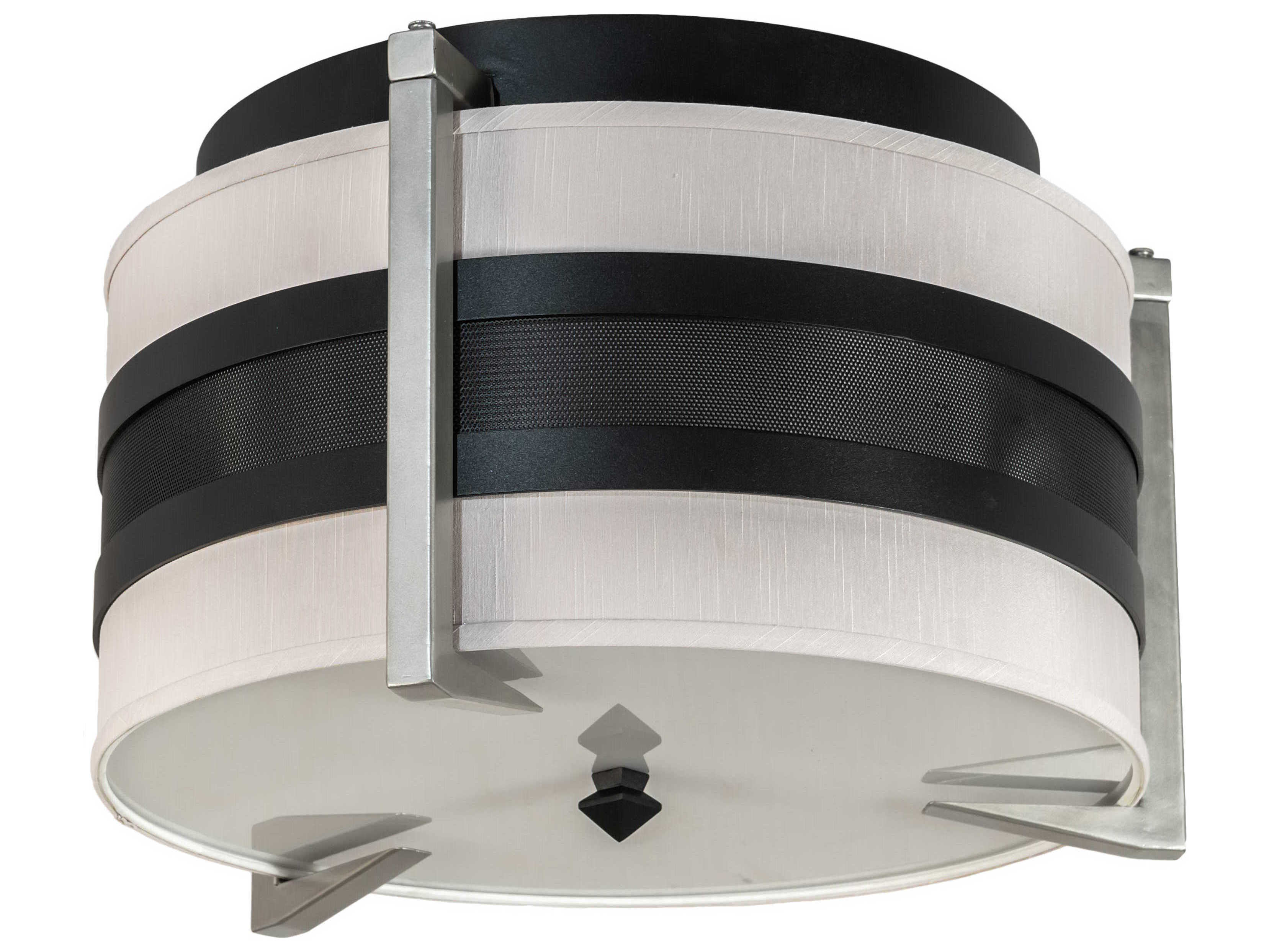 Meyda Nathan 3-Light Brushed Nickel Black LED Drum Flush Mount