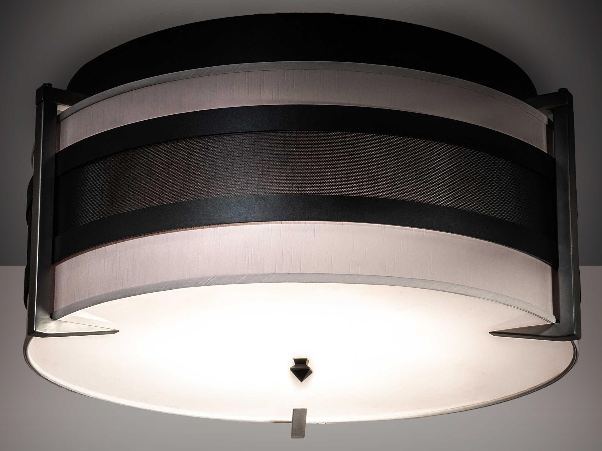 Meyda Nathan 6-Light Brushed Nickel Black LED Drum Flush Mount