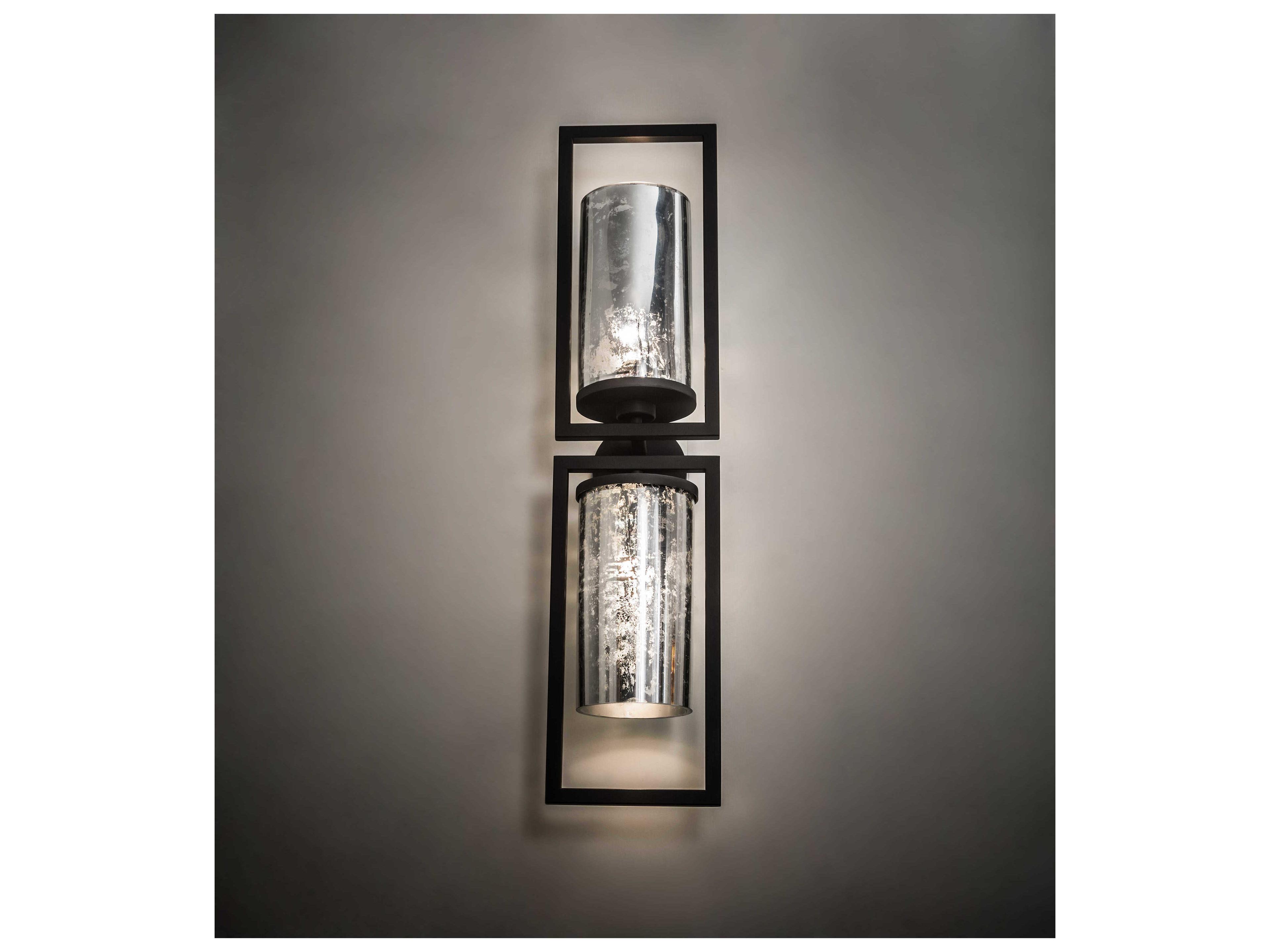 Meyda Galatia 2-Light Black Silver Clear Glass Wall Sconce