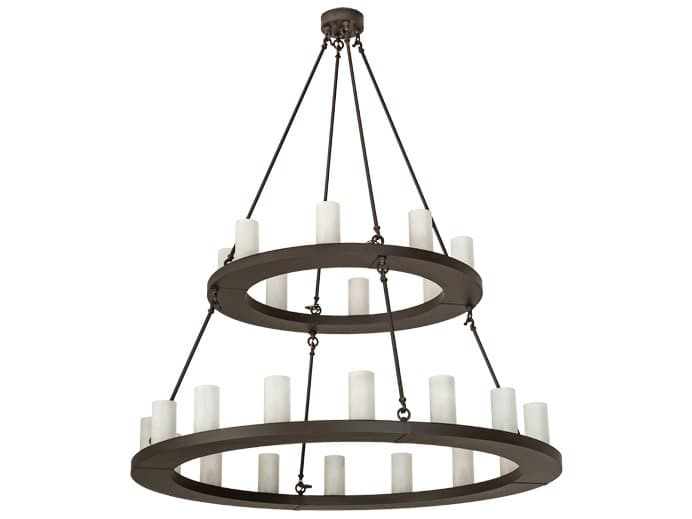 Meyda Loxley 24-Light Bronze Glass Cylinder Tiered Chandelier