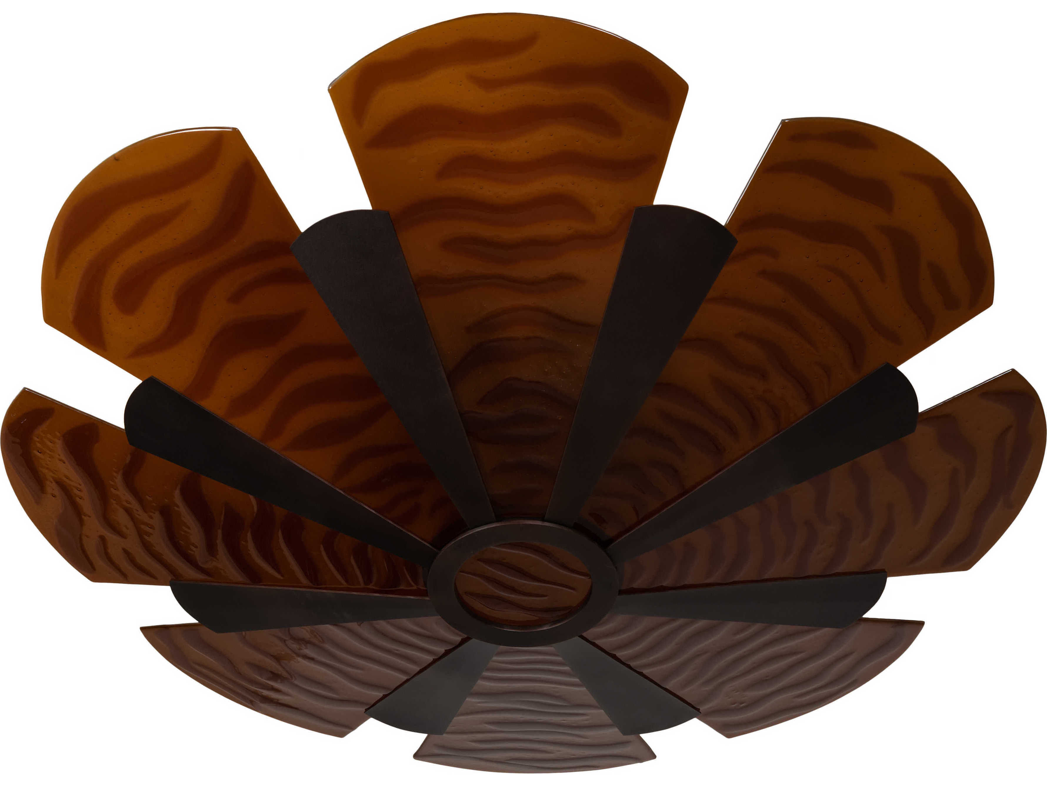 Meyda Metro Fusion 6-Light Mahogany Bronze Brown Glass Round Semi Flush Mount