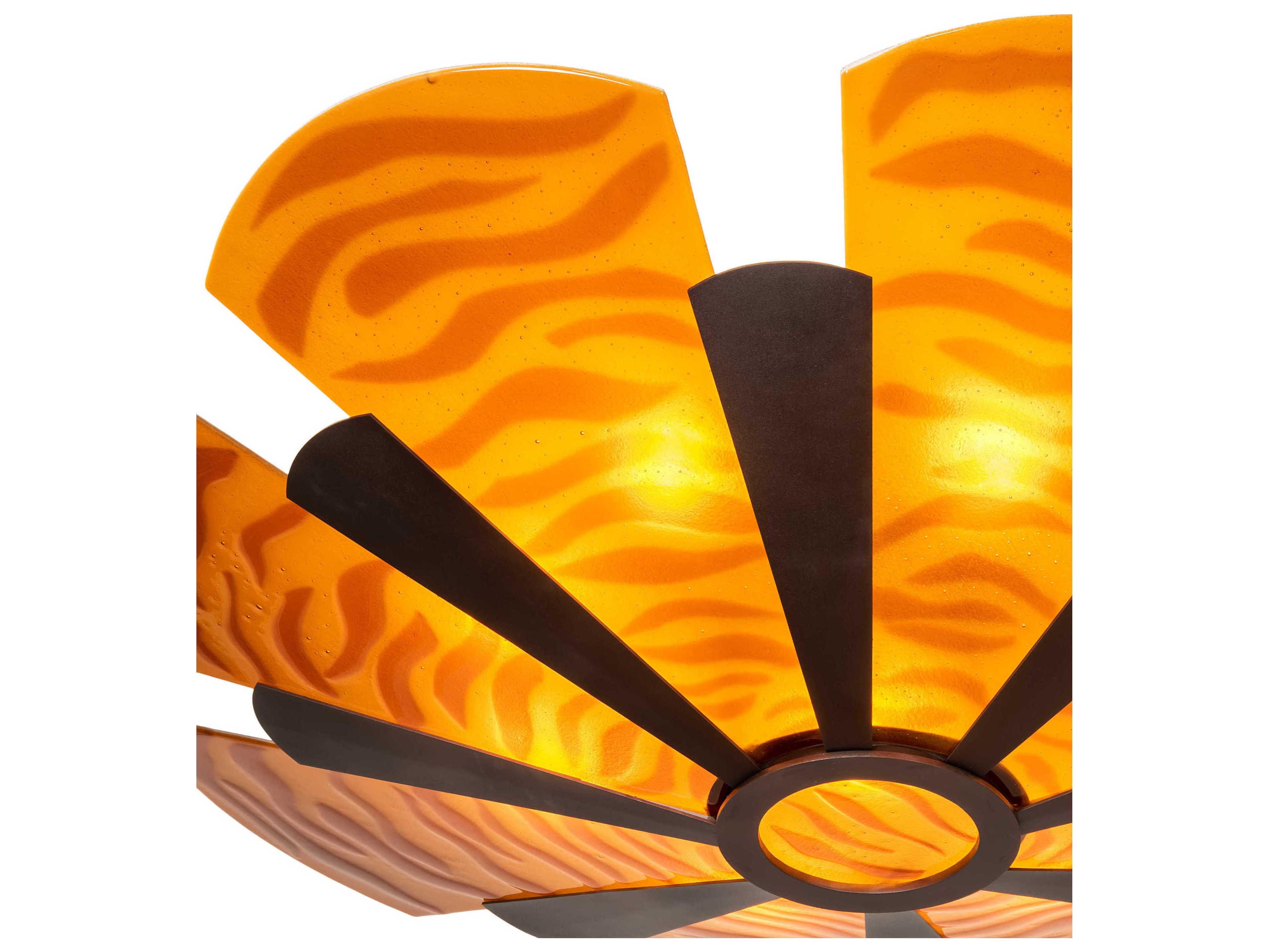 Meyda Metro Fusion 6-Light Mahogany Bronze Brown Glass Round Semi Flush Mount