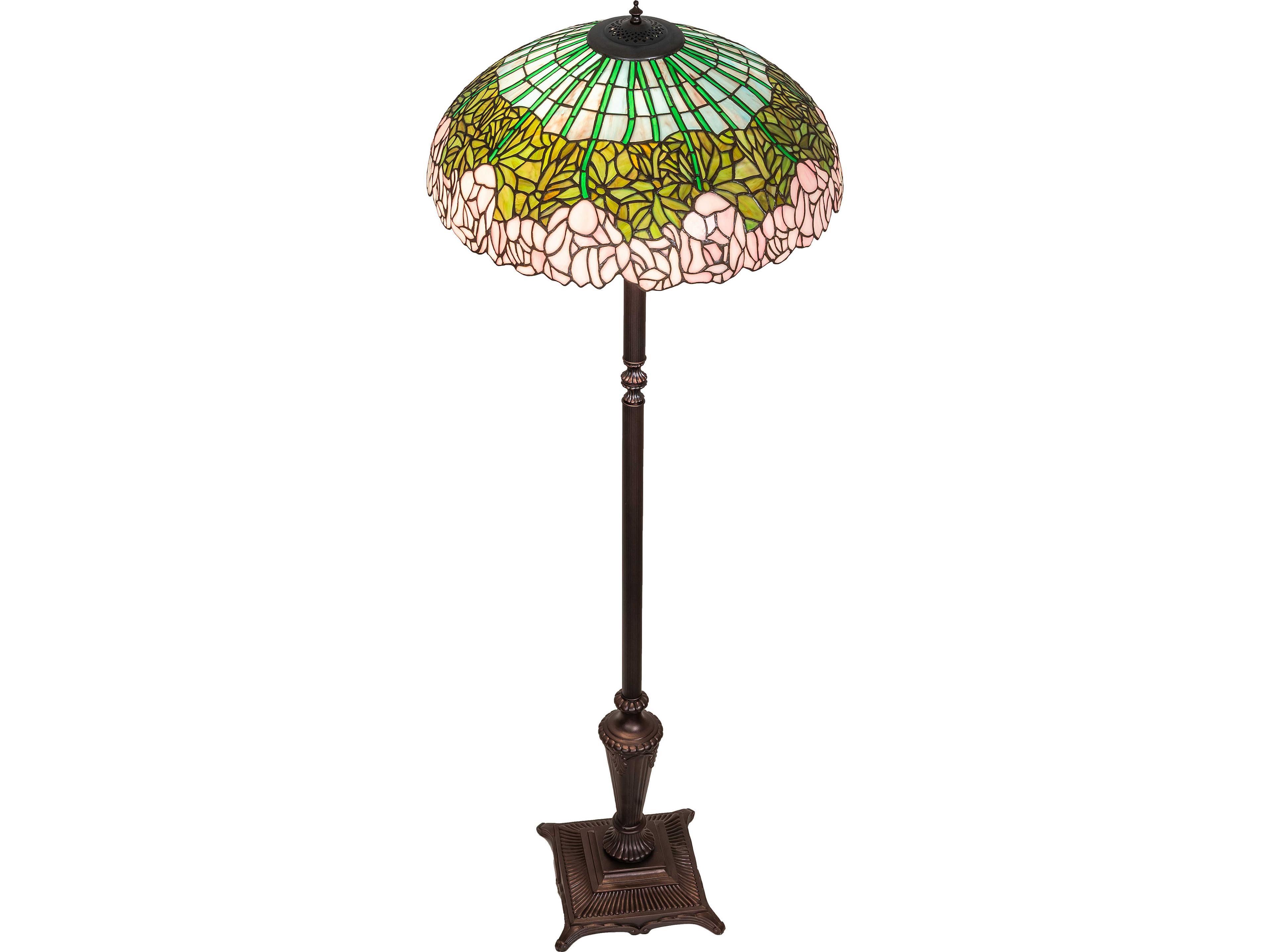 Meyda Tiffany Cabbage Rose Green Traditional Floor Lamp