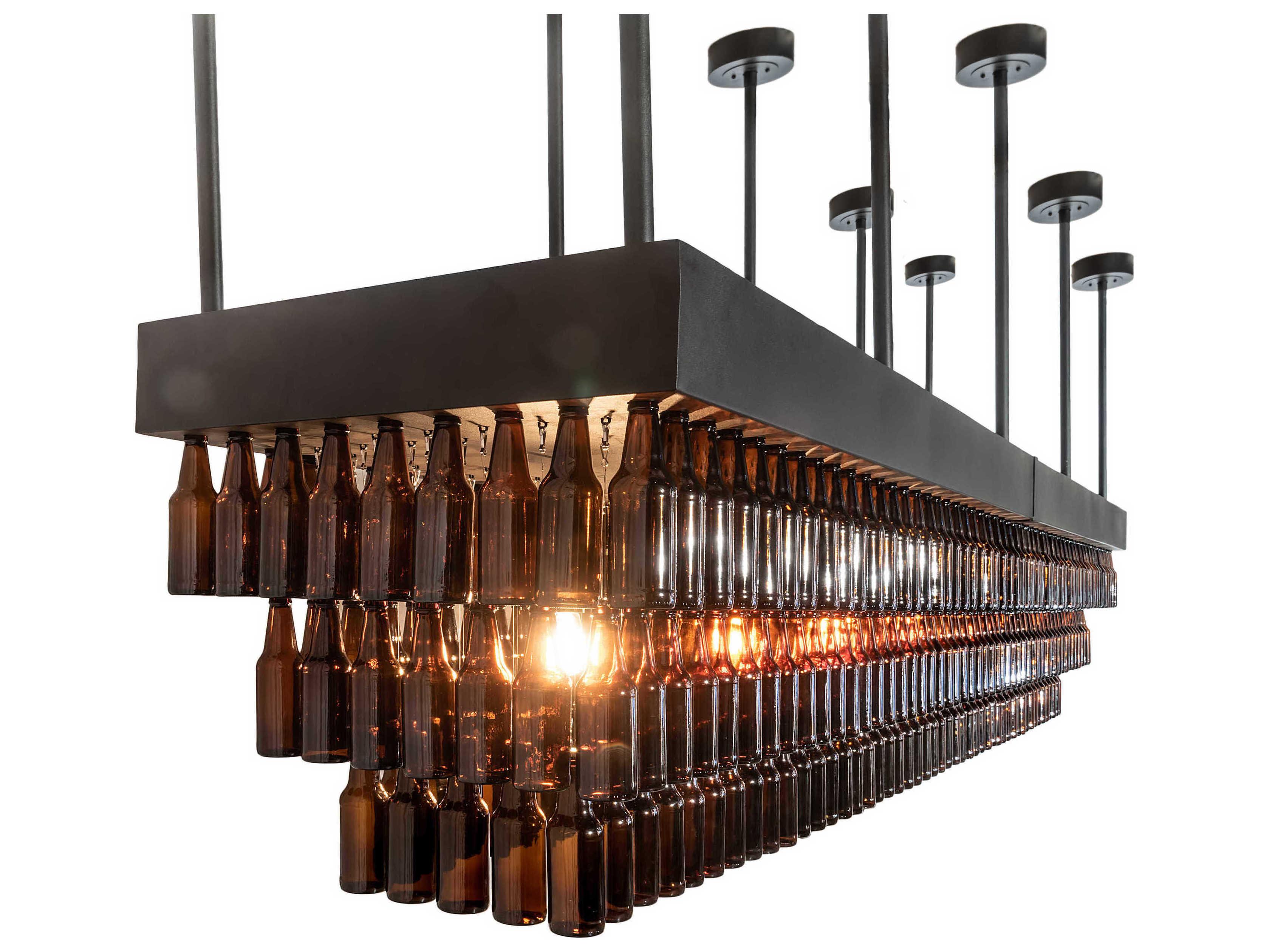 Meyda Beer 6-Light Black Amber Brown Glass Island Pendant