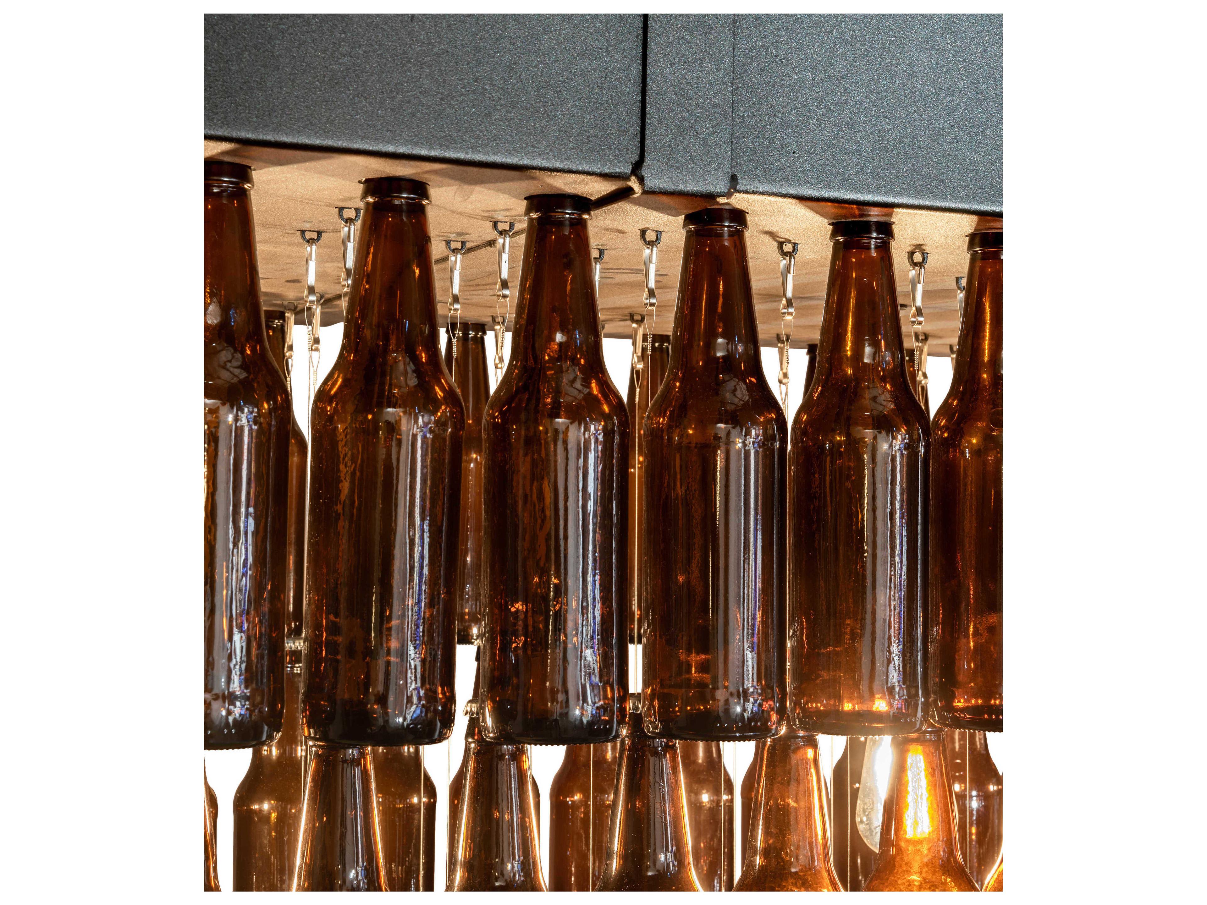 Meyda Beer 6-Light Black Amber Brown Glass Island Pendant