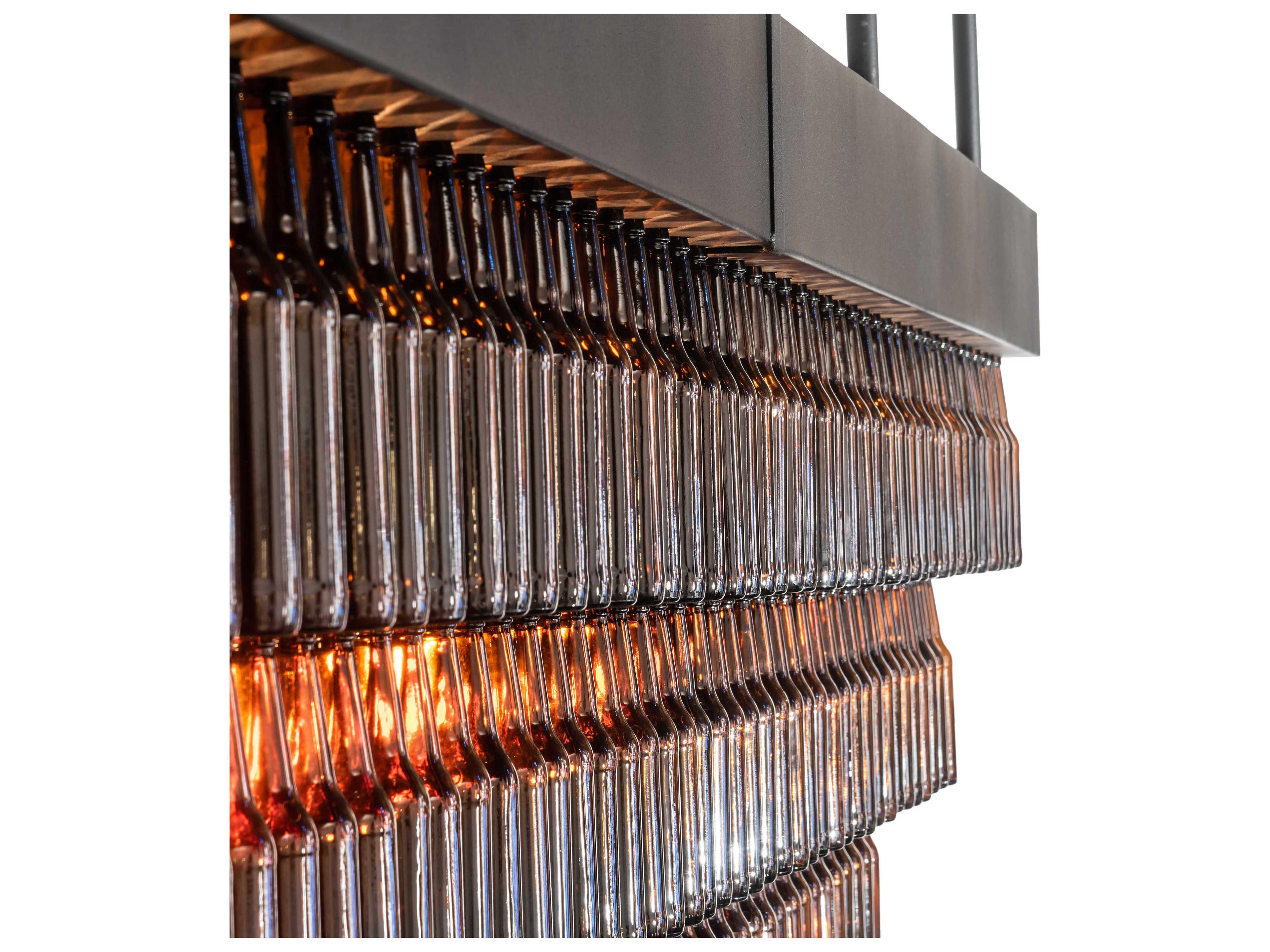 Meyda Beer 6-Light Black Amber Brown Glass Island Pendant