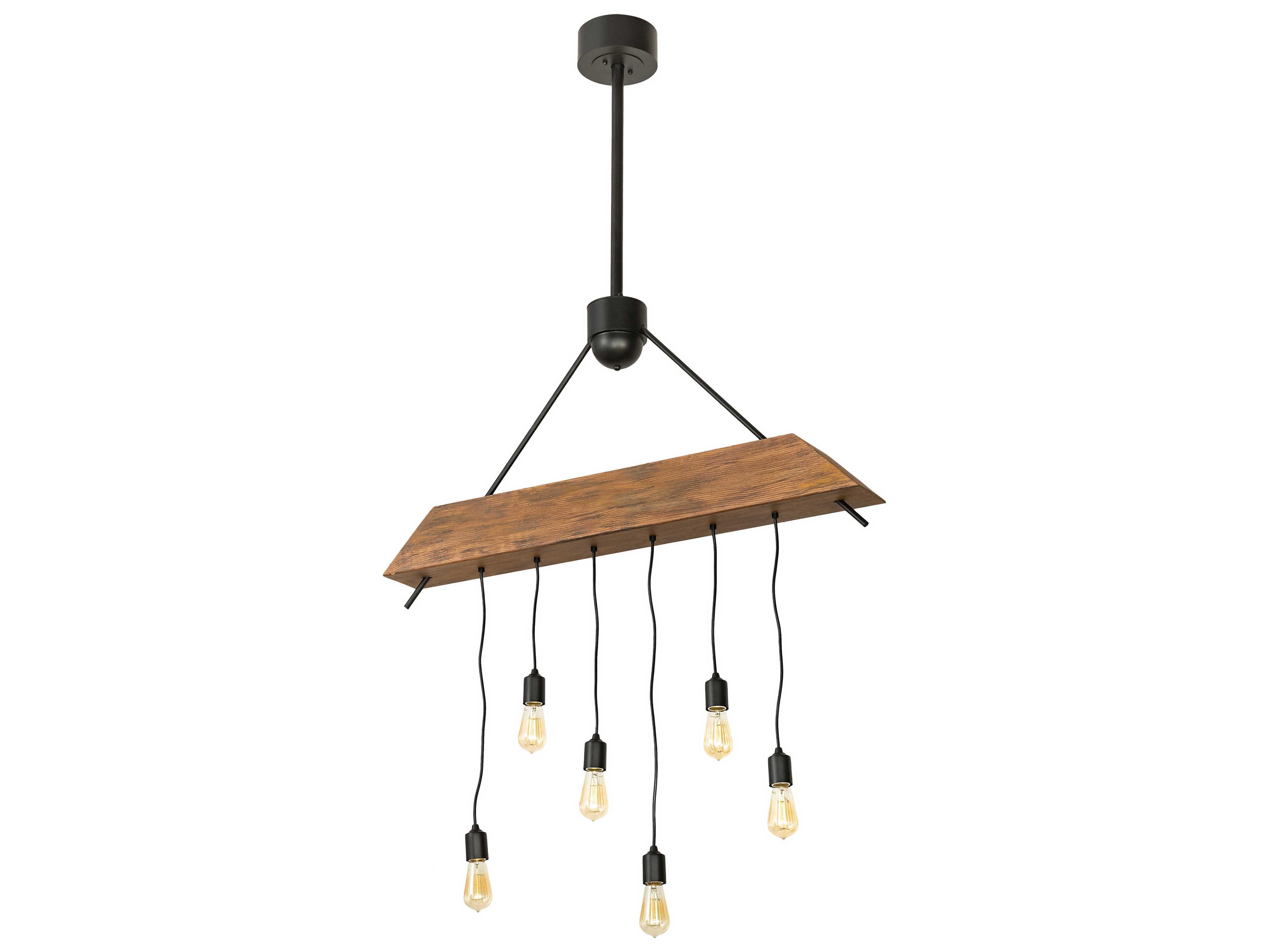 Meyda Alva 6-Light Black Wood LED Linear Island Pendant