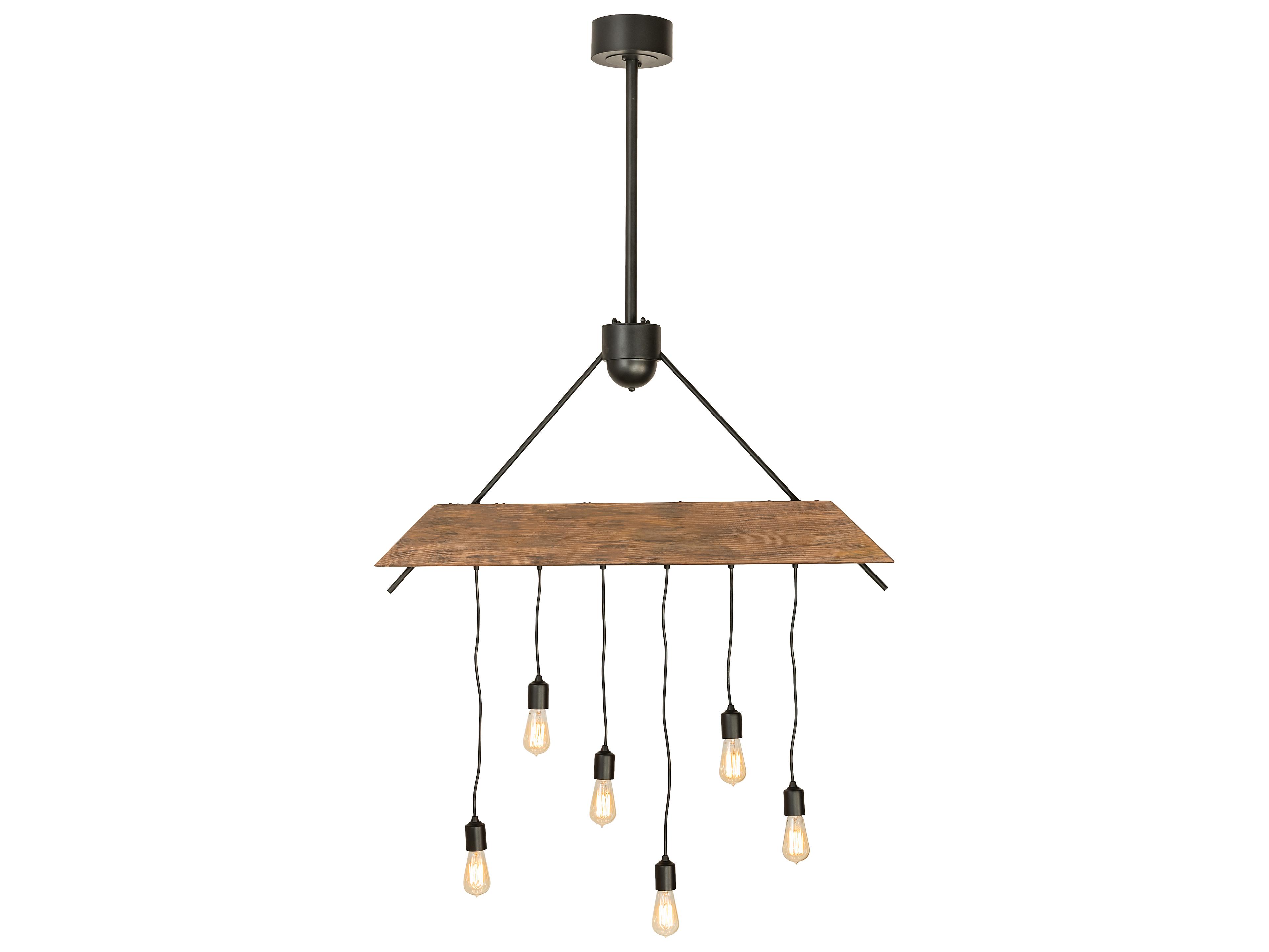 Meyda Alva 6-Light Black Wood LED Linear Island Pendant