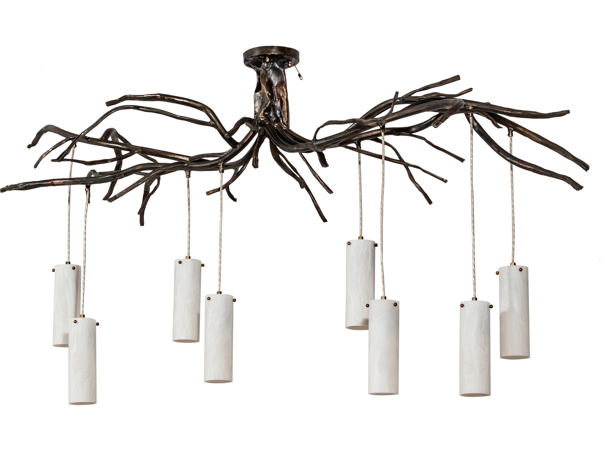 Meyda Winter Solstice 8-Light Antique Copper White Cylinder Island Pendant