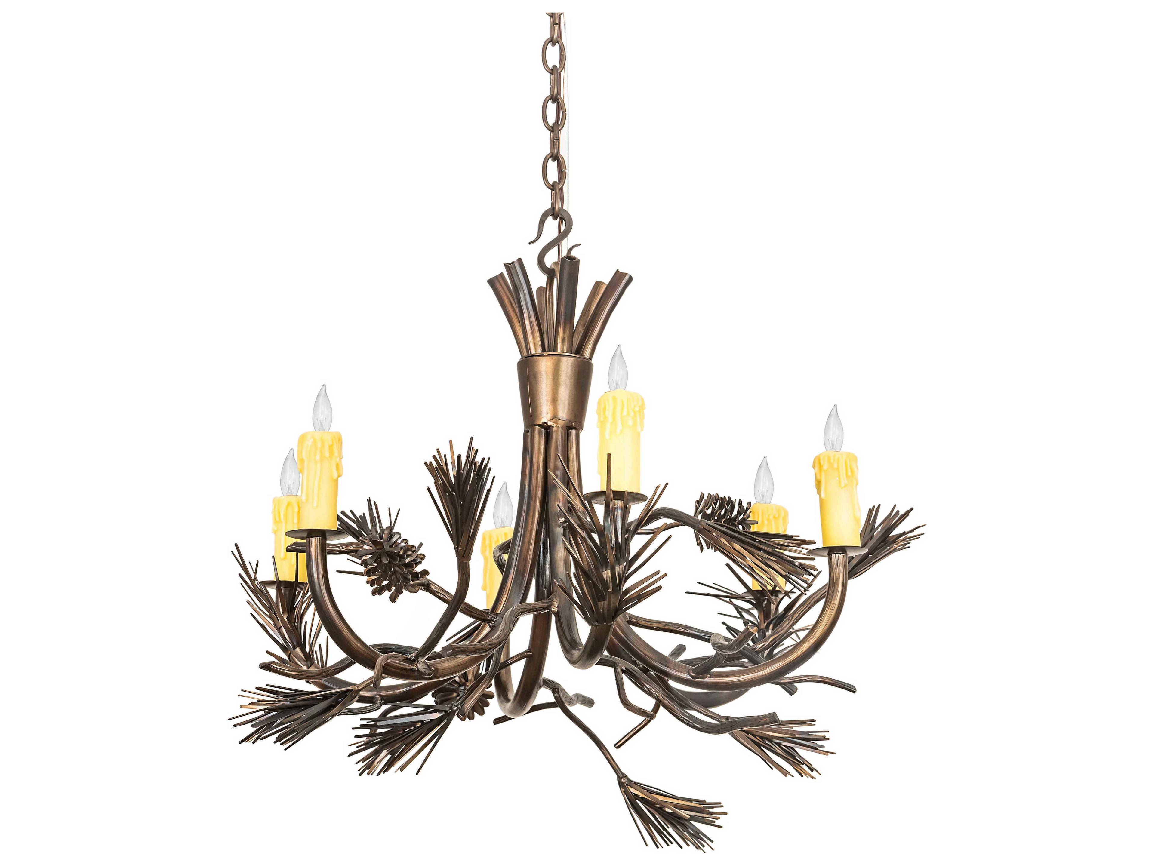 Meyda Woodland 6-Light Antique Copper Burnished Candelabra Chandelier