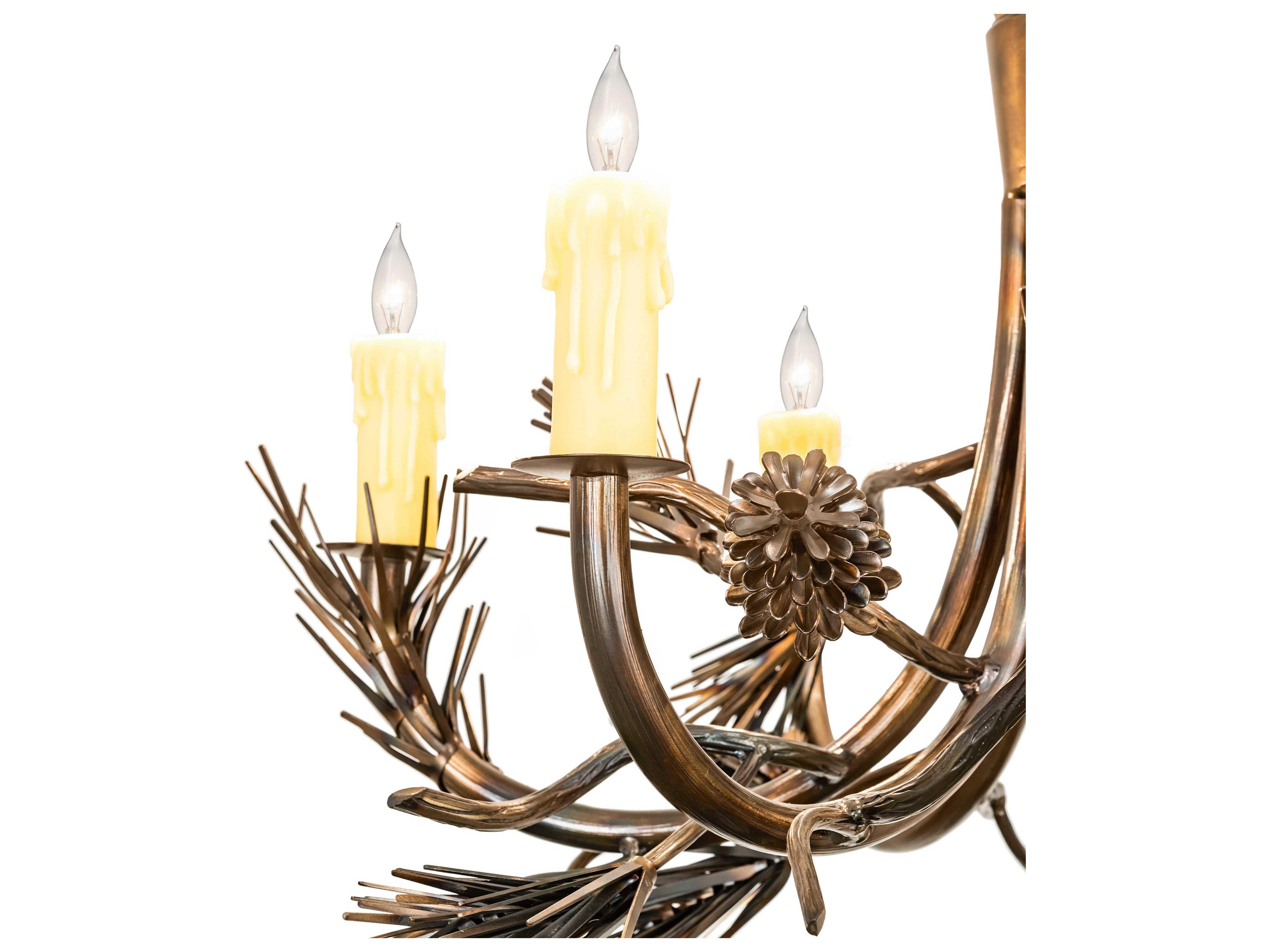 Meyda Woodland 6-Light Antique Copper Burnished Candelabra Chandelier