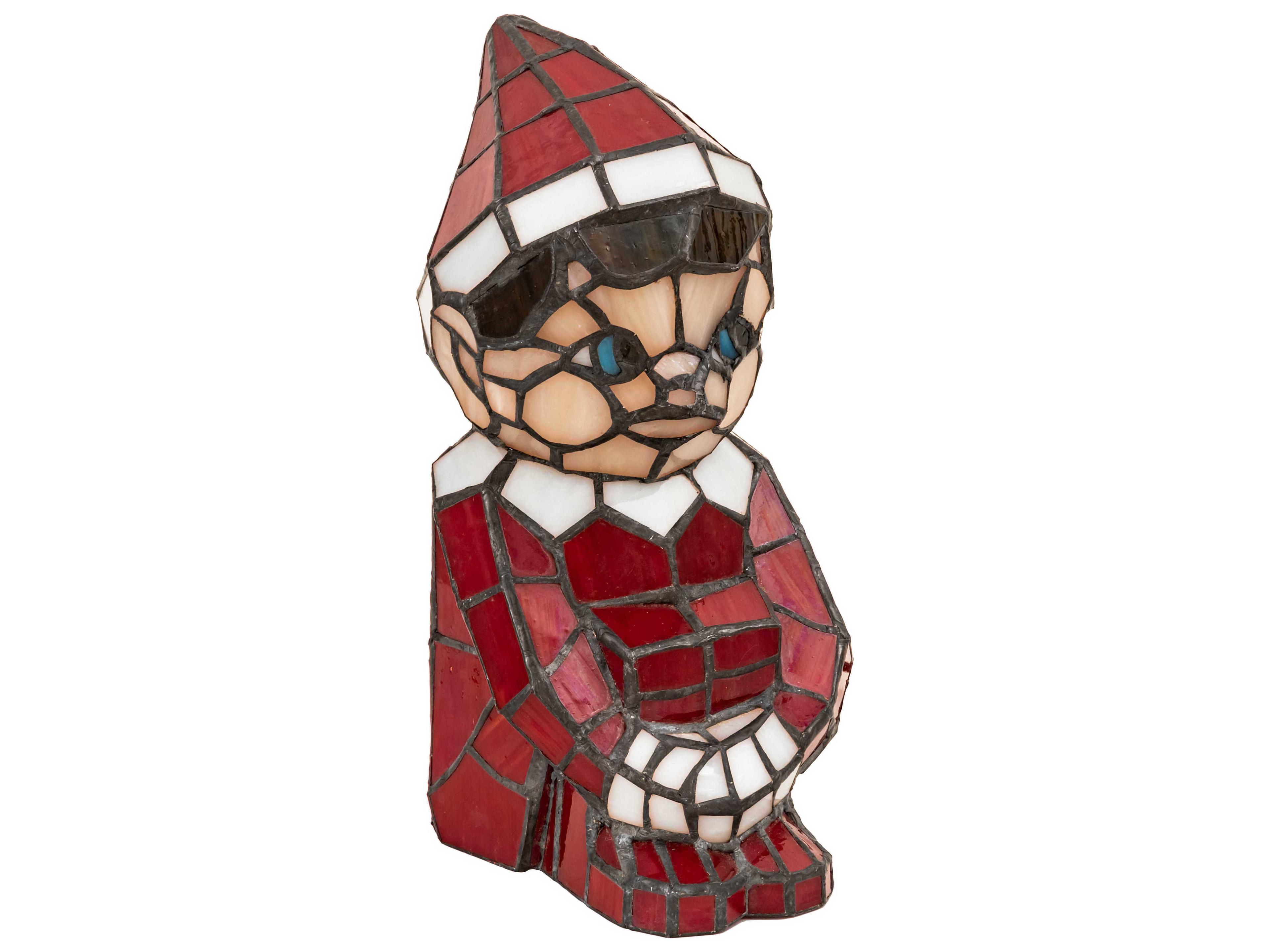 Meyda Elf Glass Tiffany Ruby Green White Red Table Lamp