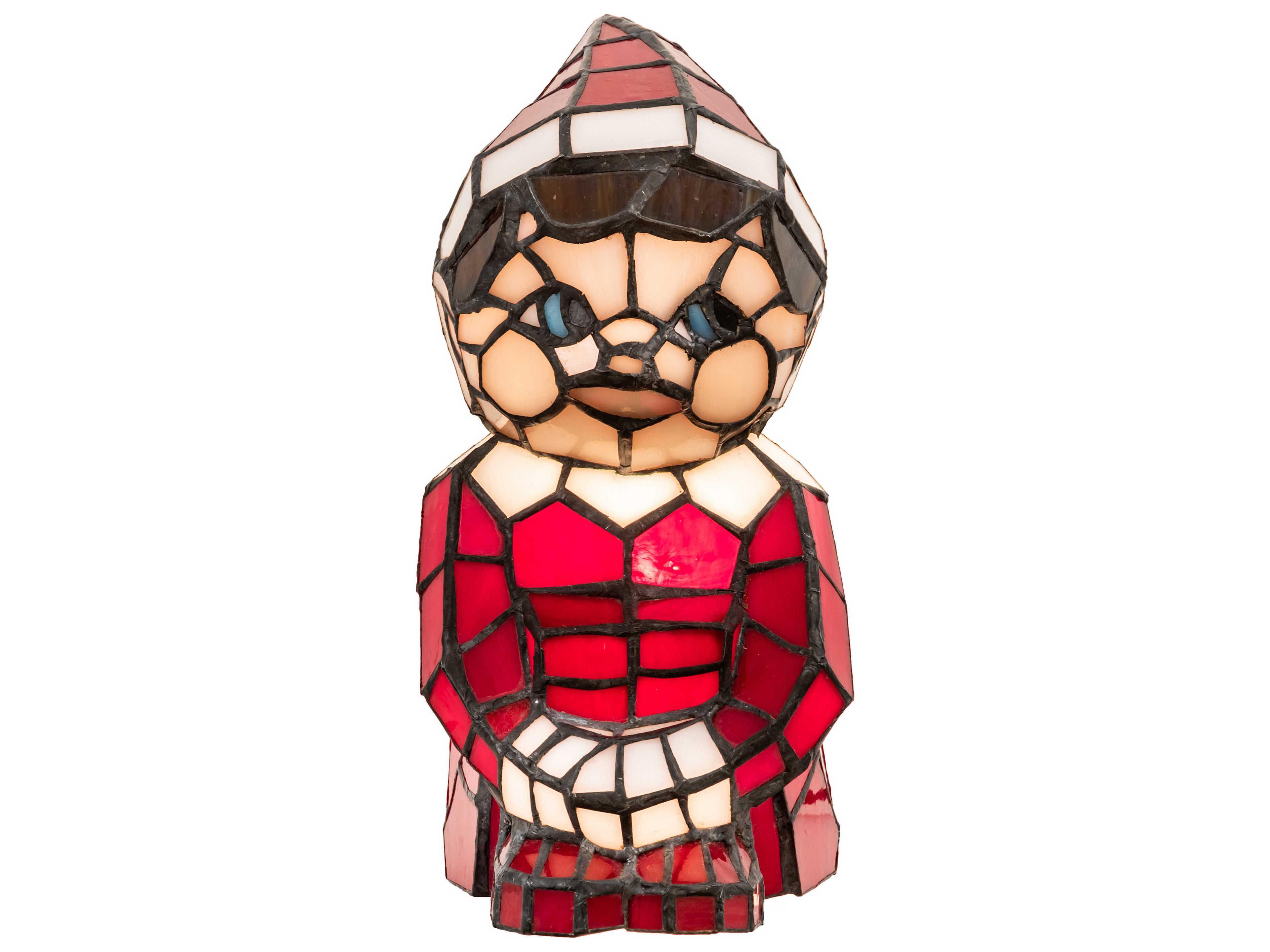 Meyda Elf Glass Tiffany Ruby Green White Red Table Lamp