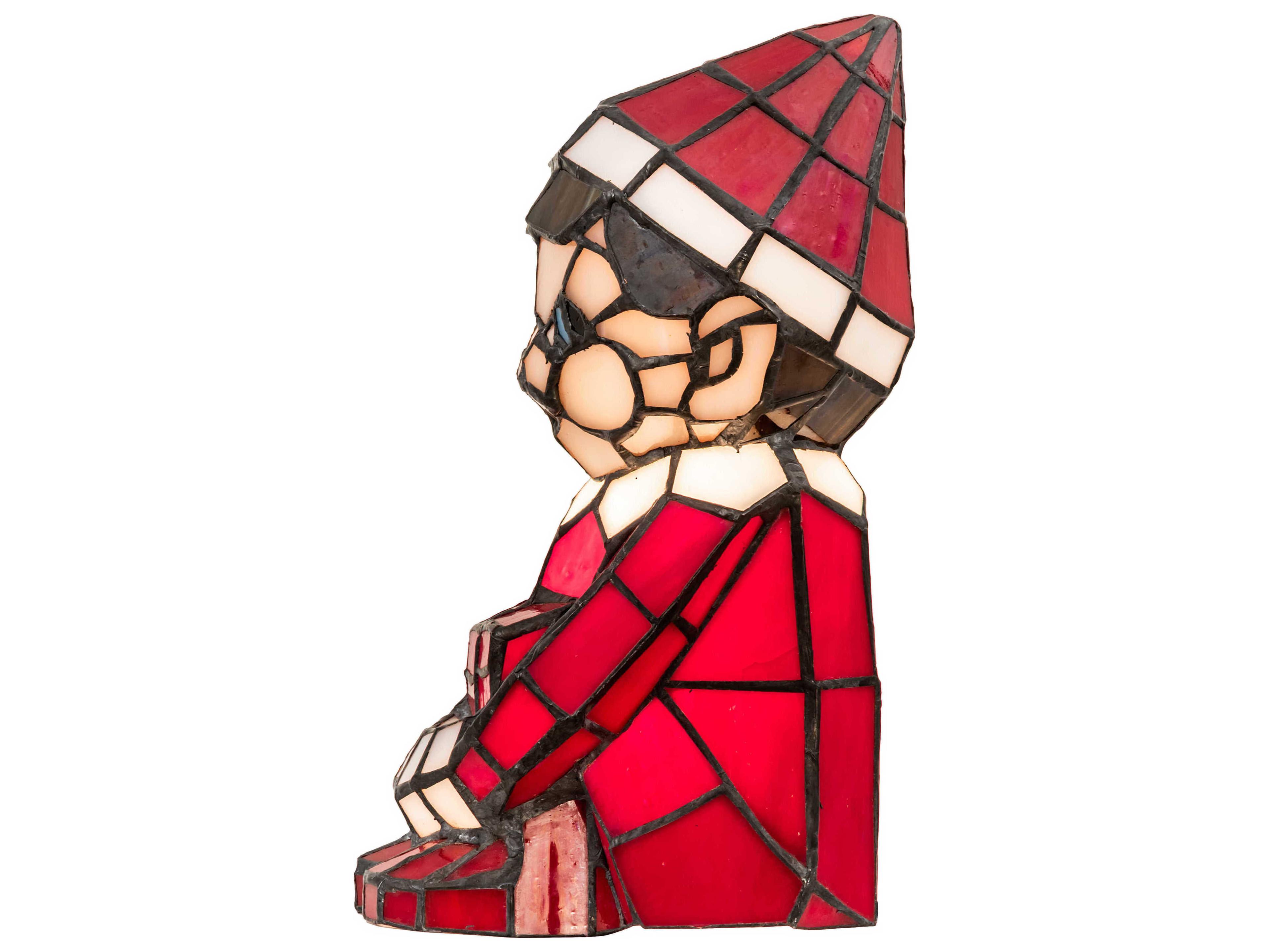 Meyda Elf Glass Tiffany Ruby Green White Red Table Lamp