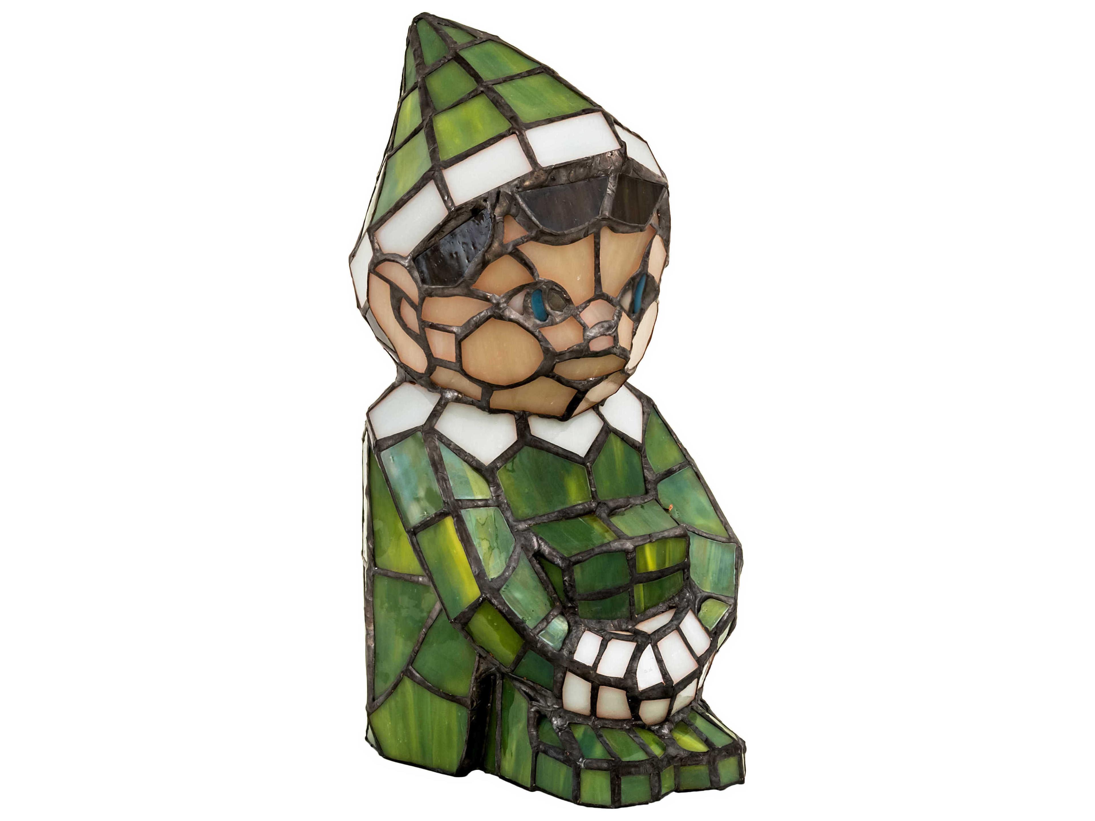 Meyda Elf Glass Tiffany Ruby Green White Table Lamp