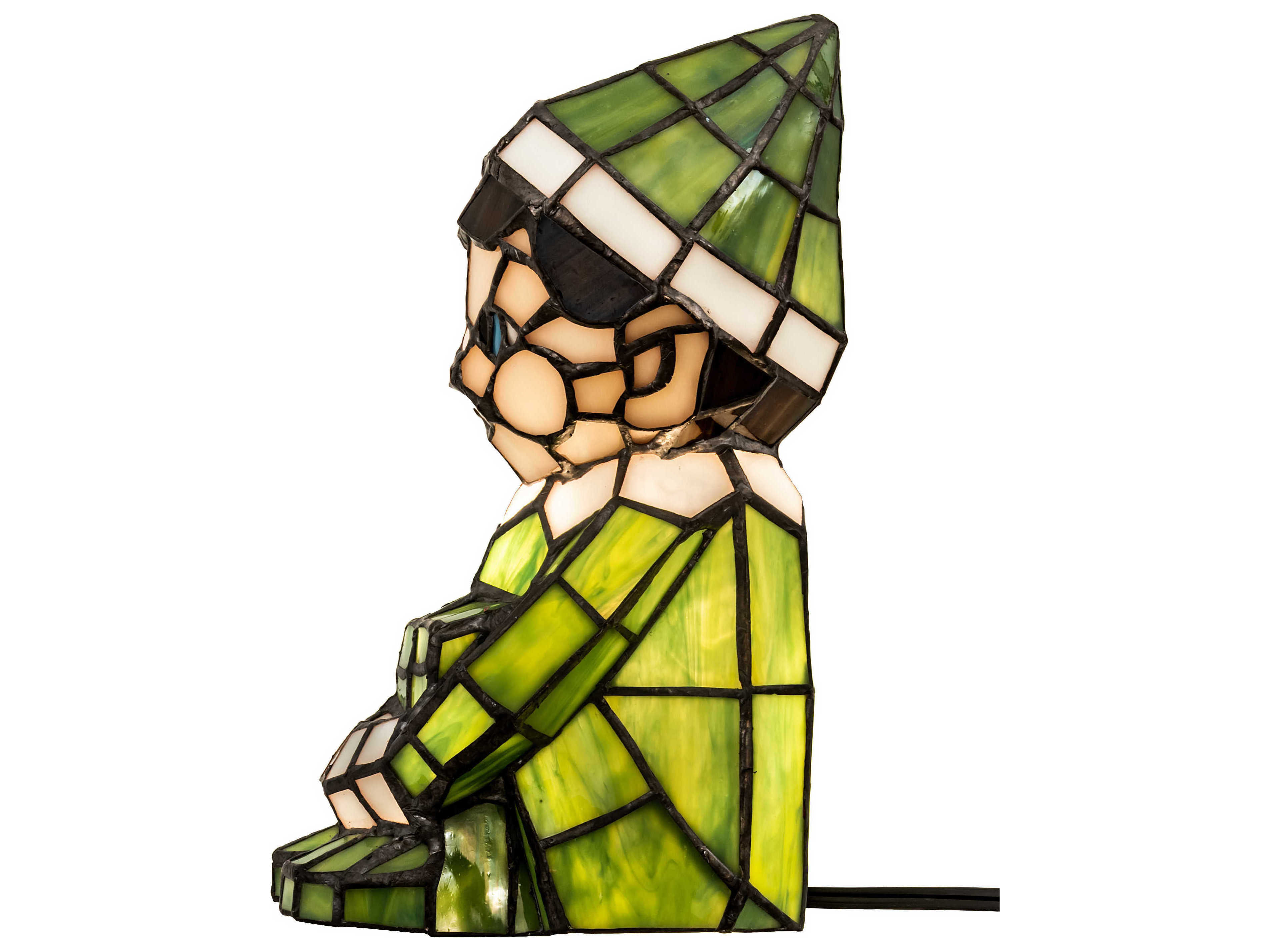 Meyda Elf Glass Tiffany Ruby Green White Table Lamp