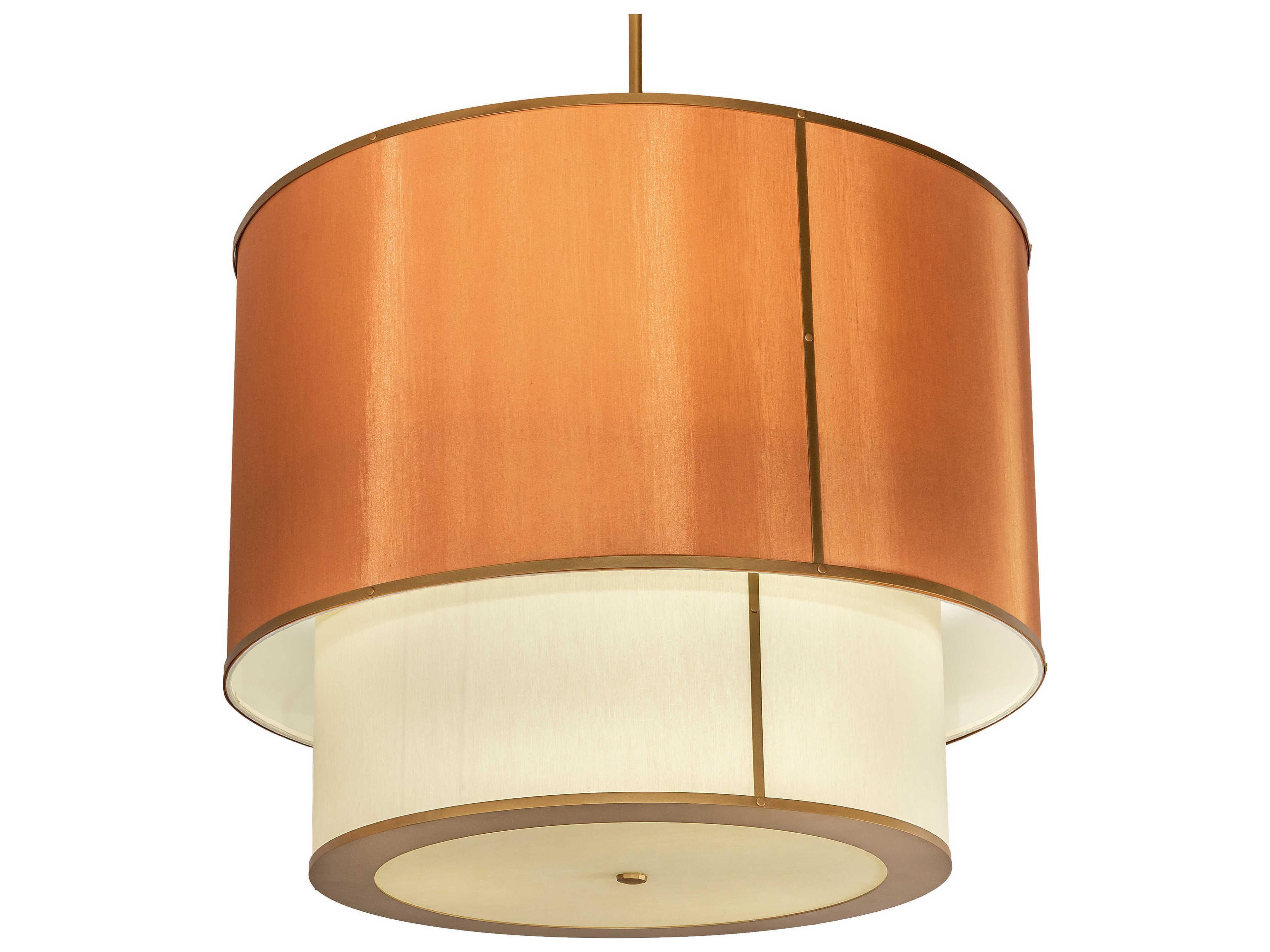 Meyda Cilindro 6-Light Amber White Gold Brown Drum Pendant