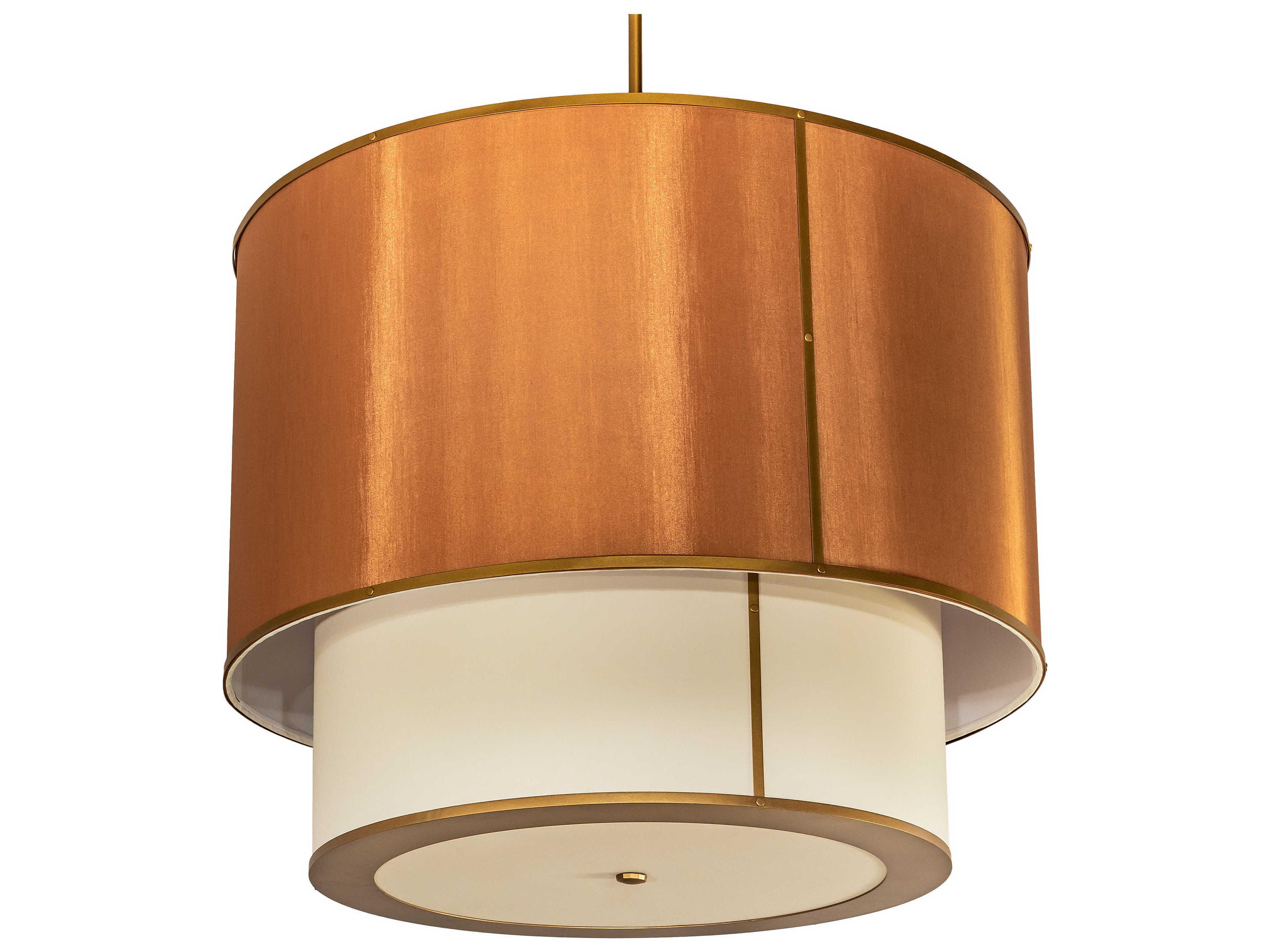 Meyda Cilindro 6-Light Amber White Gold Brown Drum Pendant