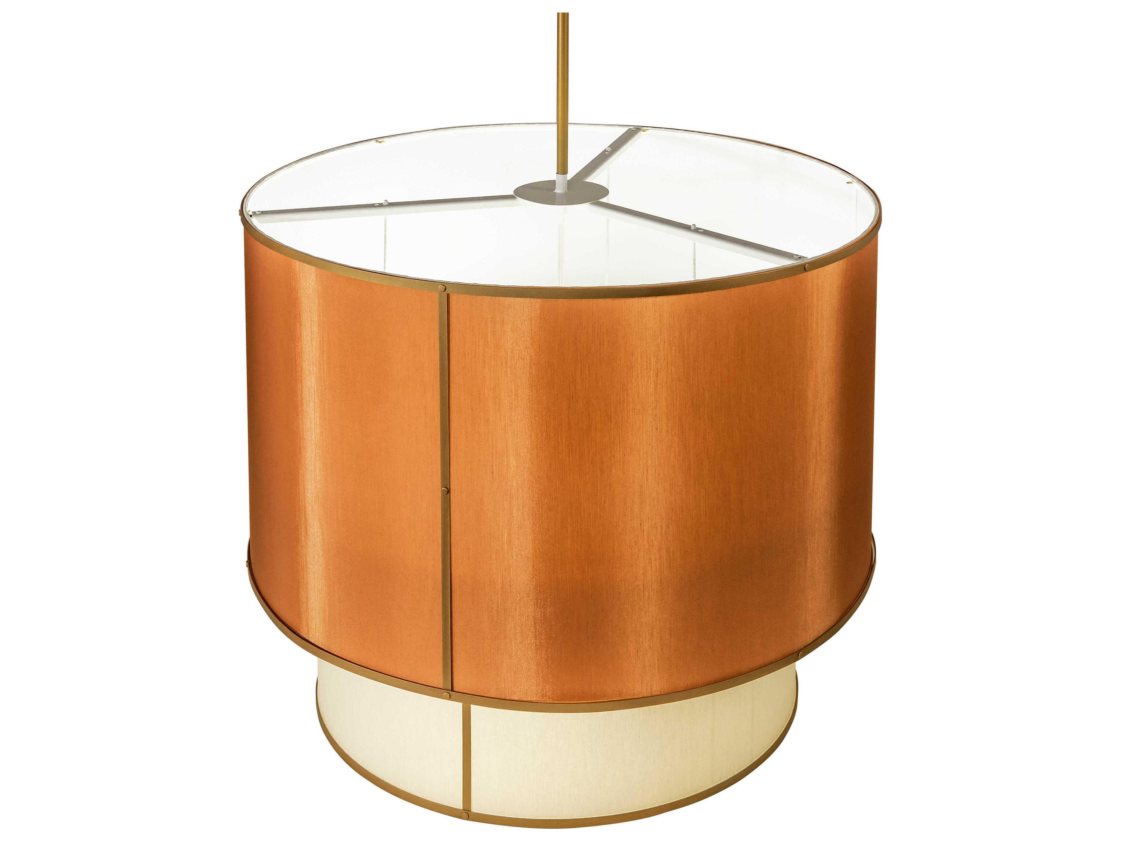 Meyda Cilindro 6-Light Amber White Gold Brown Drum Pendant