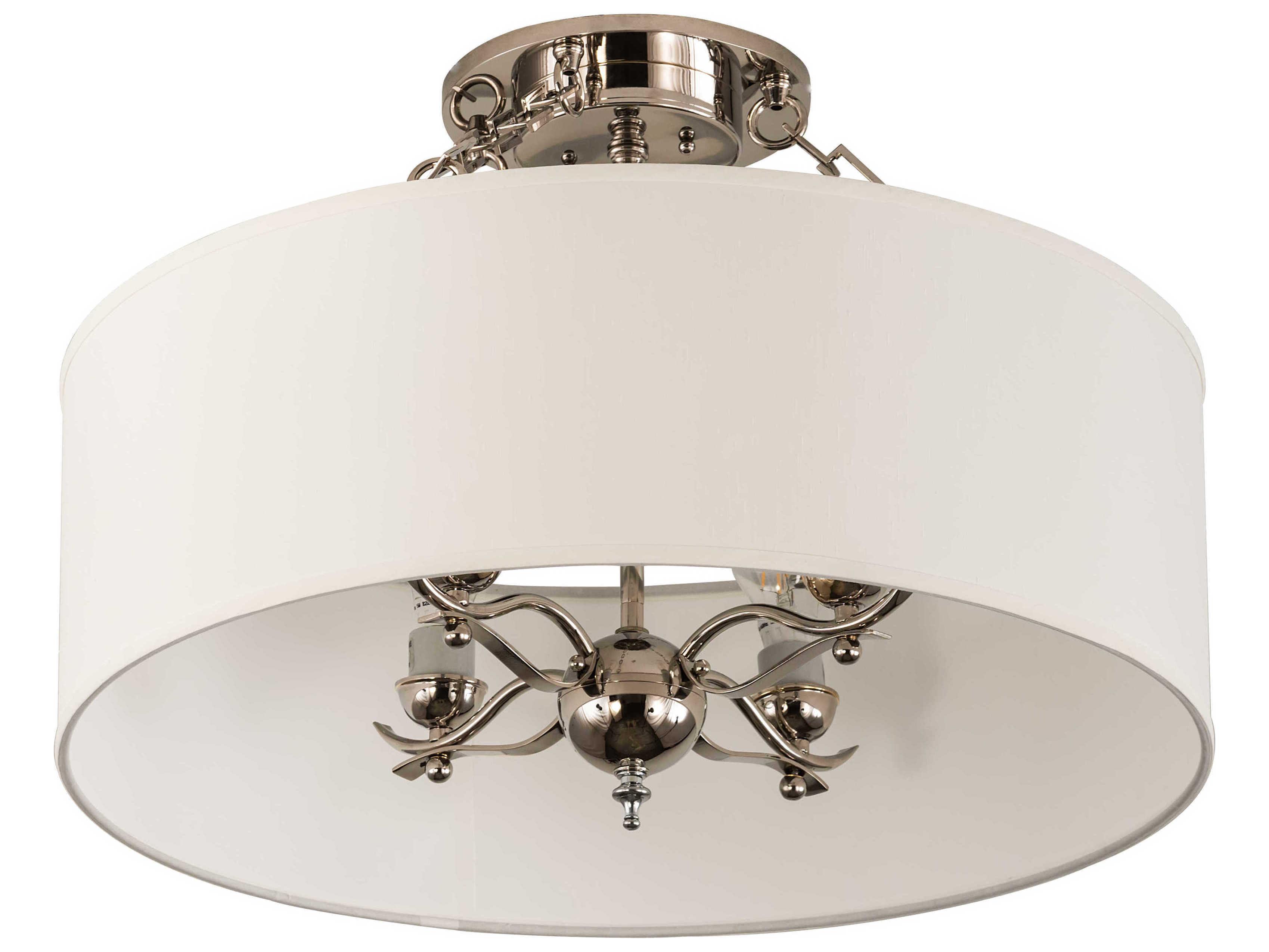 Meyda Cilindro 4-Light Polished Nickel White Drum Semi Flush Mount
