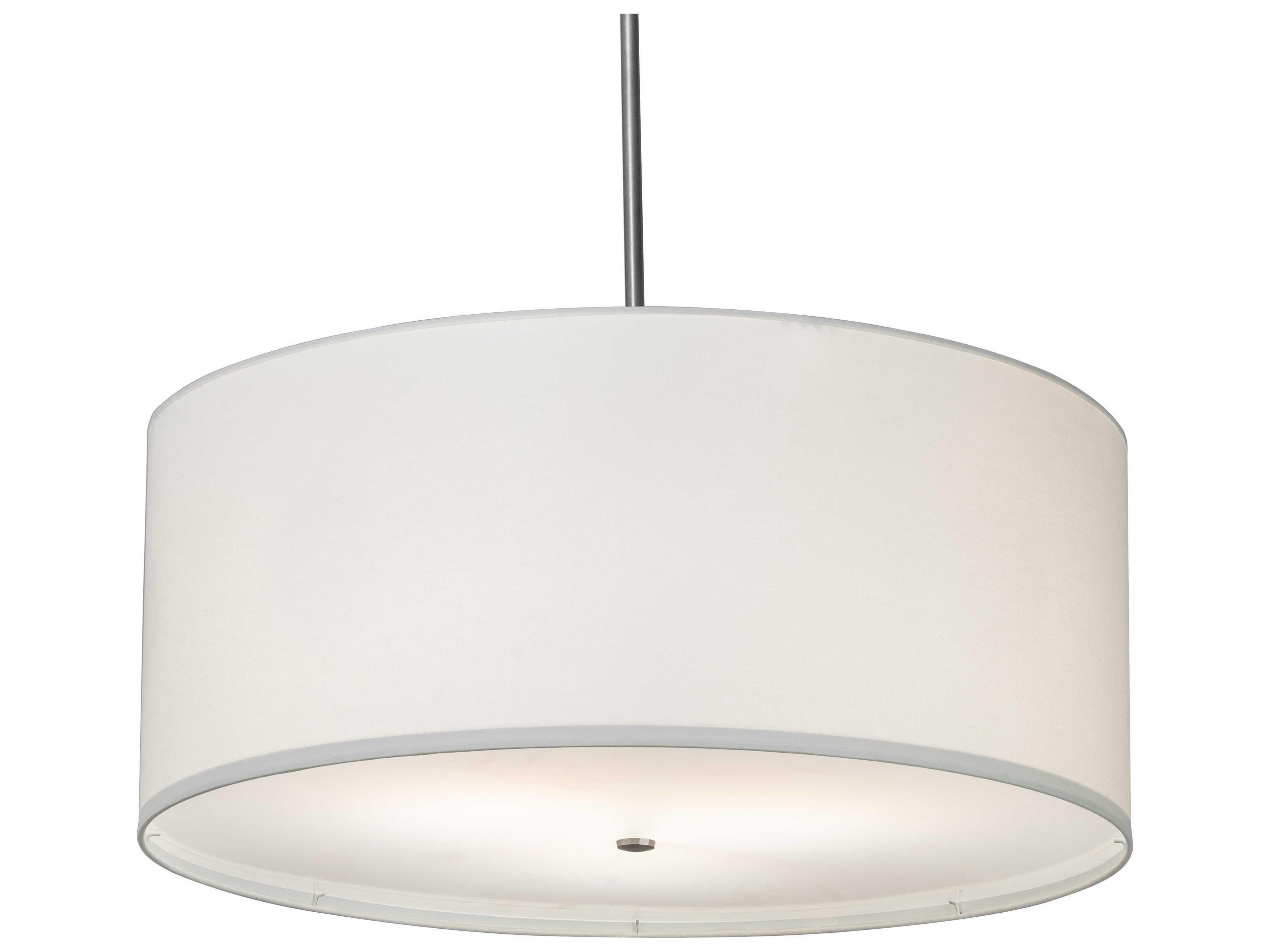 Meyda Cilindro 3-Light Brushed Nickel White Drum Pendant