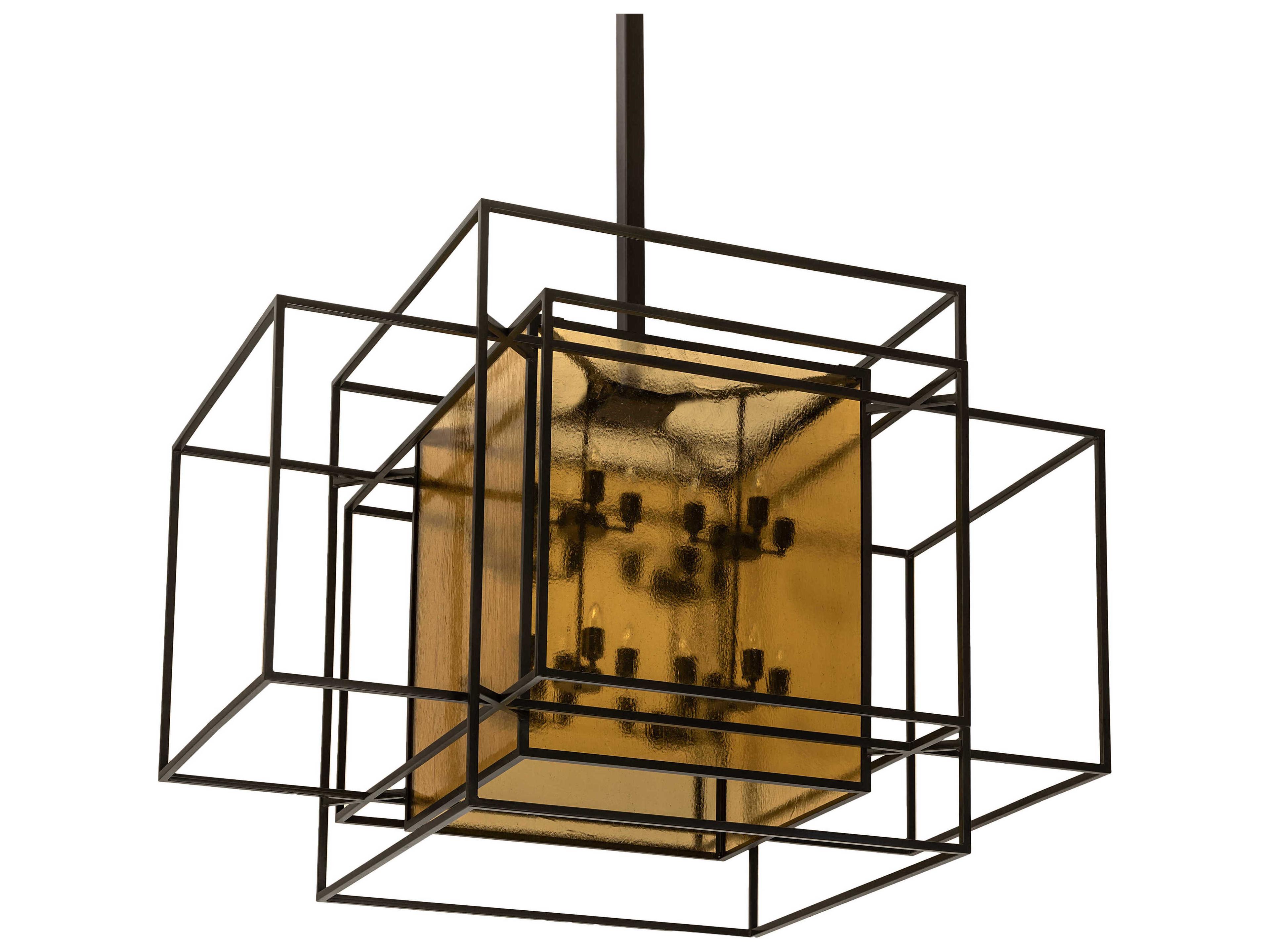 Meyda Kitzi Box 32-Light Timeless Bronze Glass Candelabra Geometric Chandelier