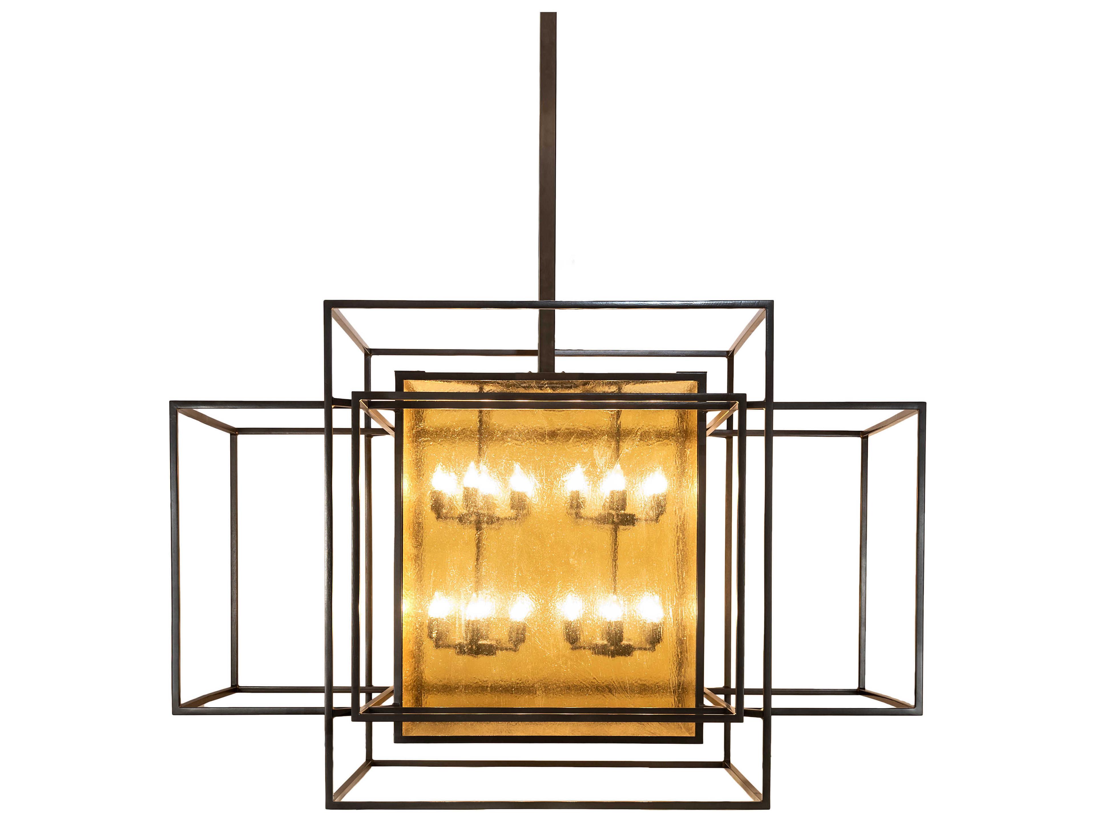 Meyda Kitzi Box 32-Light Timeless Bronze Glass Candelabra Geometric Chandelier