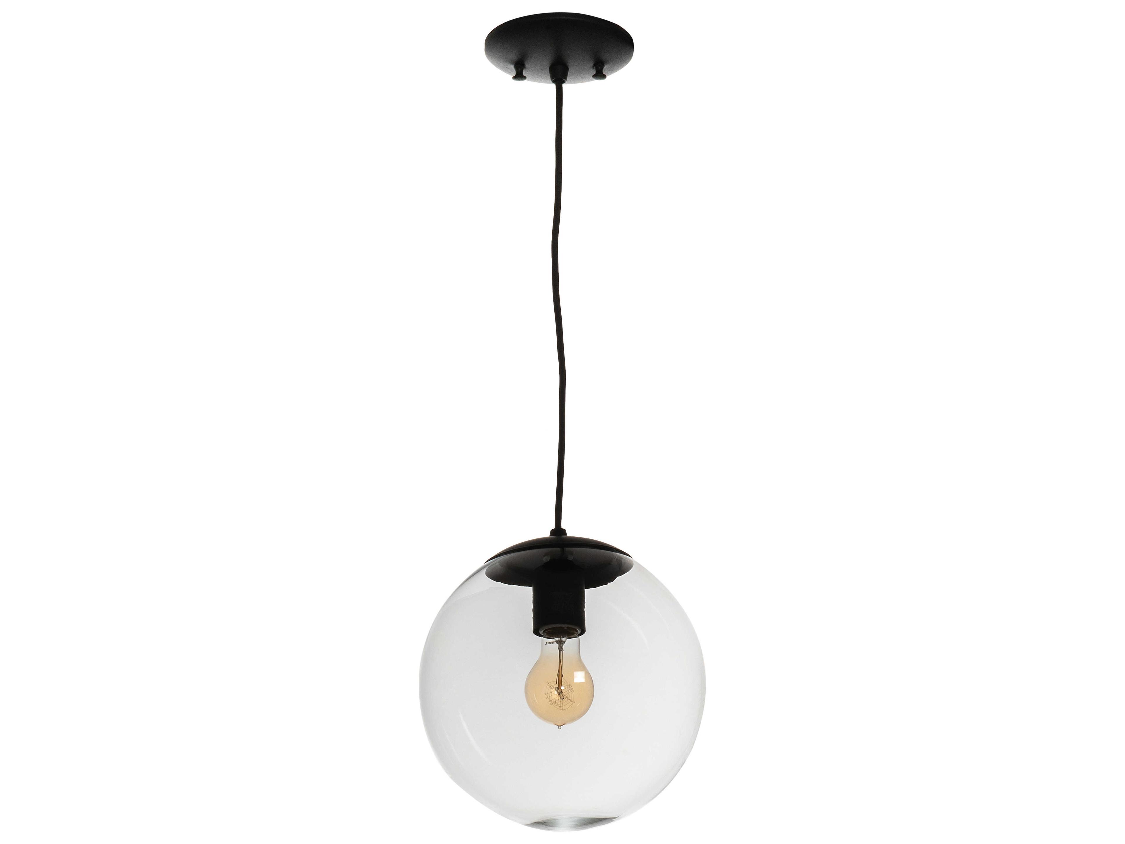 Meyda Bola 1-Light Flat Black Glass Globe Mini Pendant