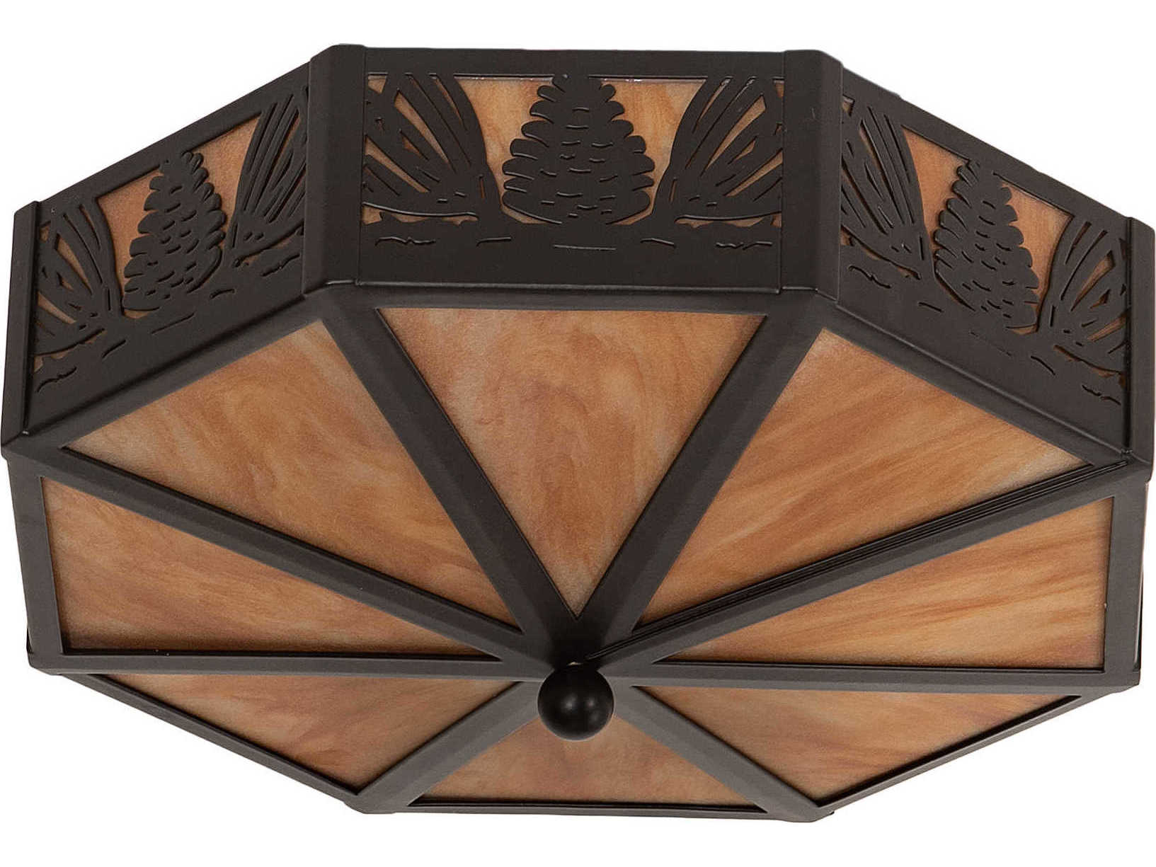 Meyda Pinecone 4-Light Black Sunflower Beige Brown Flush Mount