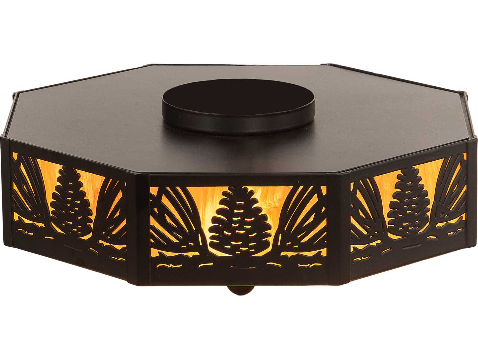 Meyda Pinecone 4-Light Black Sunflower Beige Brown Flush Mount