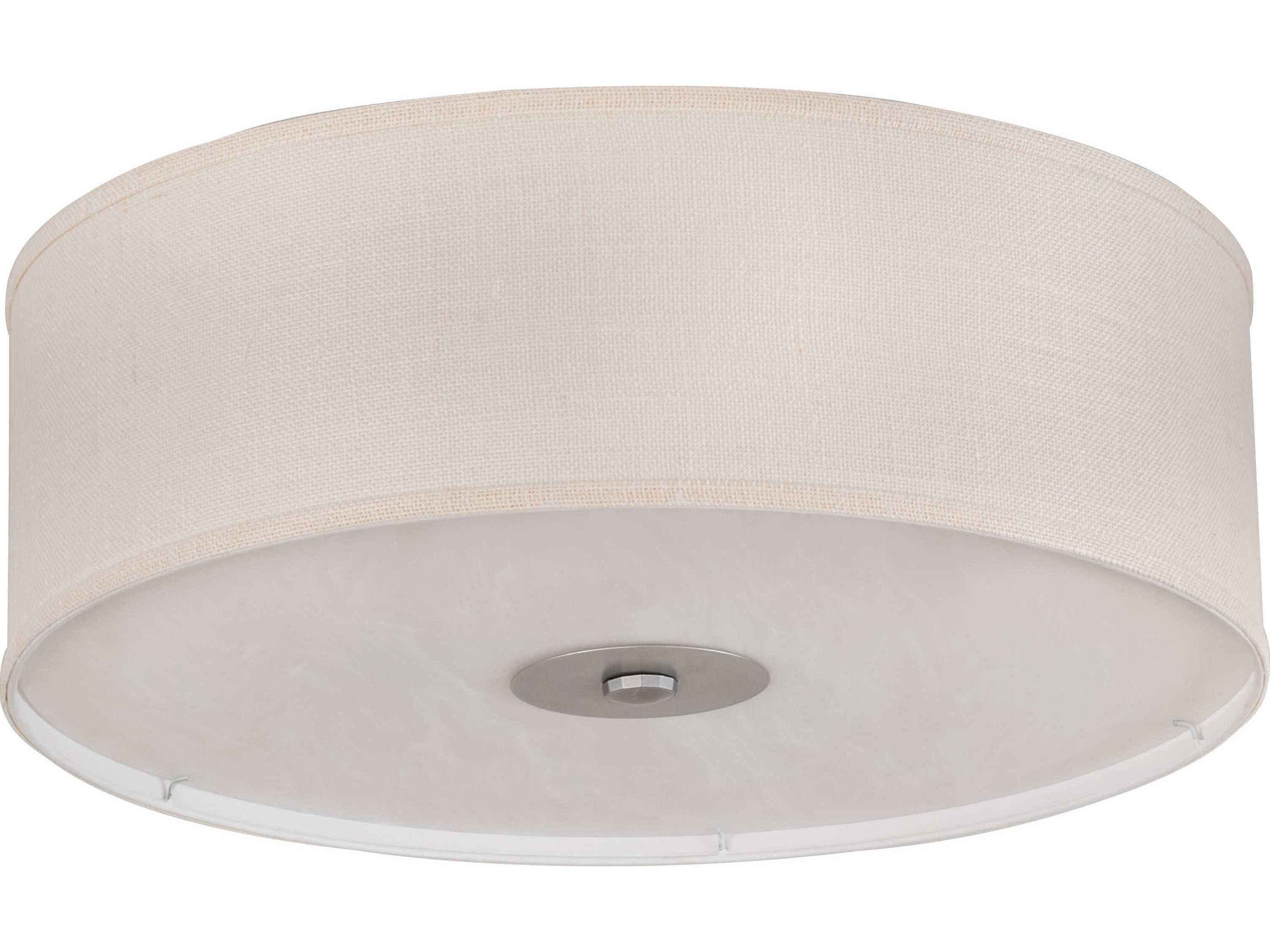 Meyda Cilindro 3-Light Nickel Off White LED Drum Flush Mount