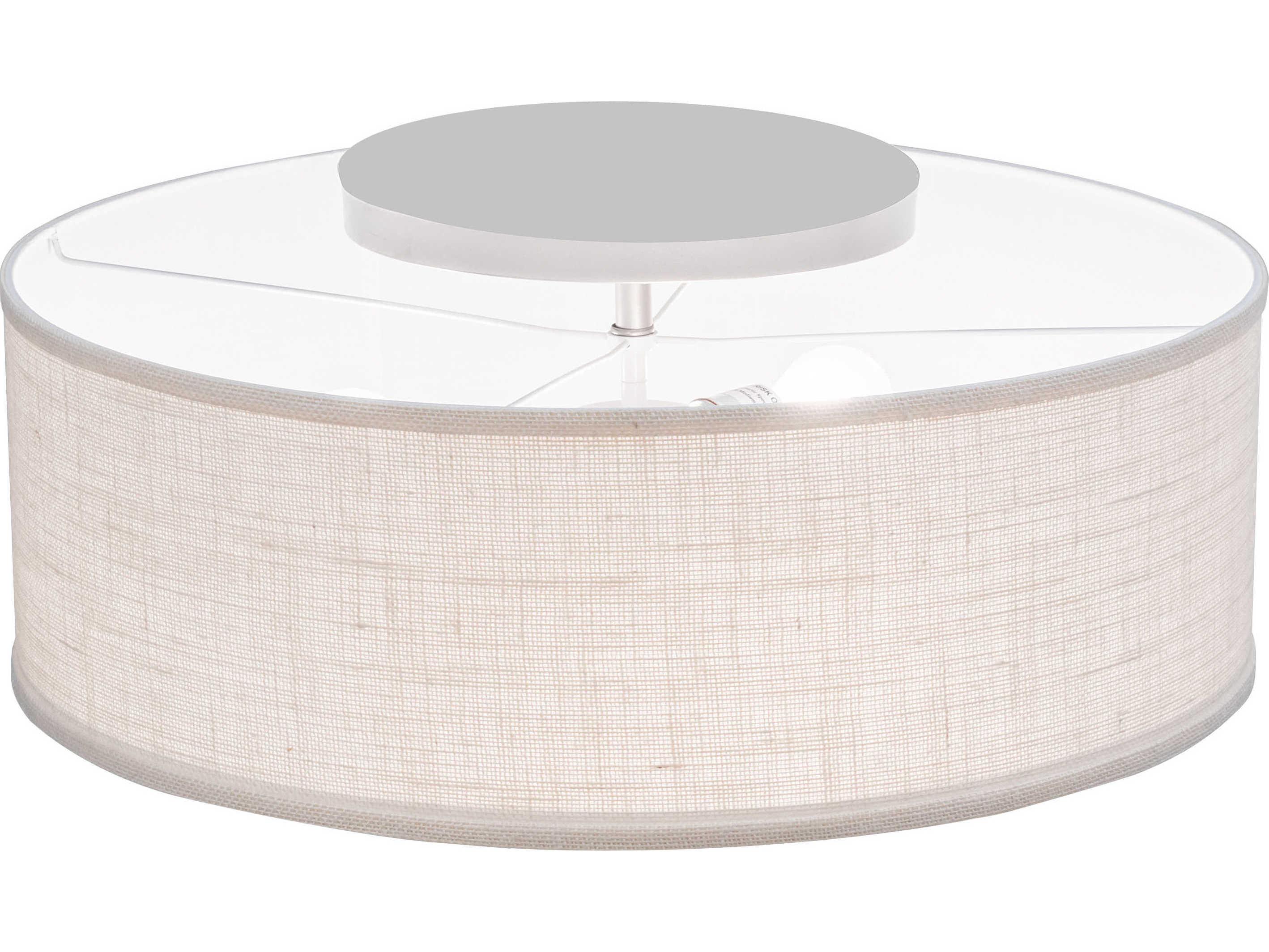 Meyda Cilindro 3-Light Nickel Off White LED Drum Flush Mount
