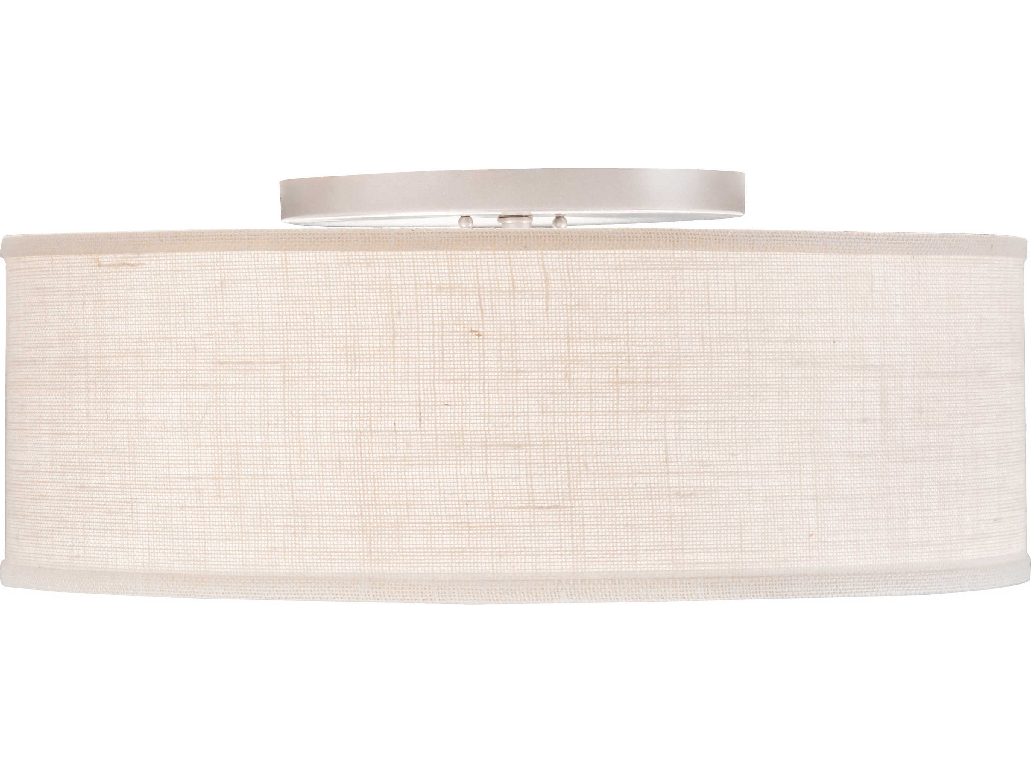 Meyda Cilindro 3-Light Nickel Off White LED Drum Flush Mount