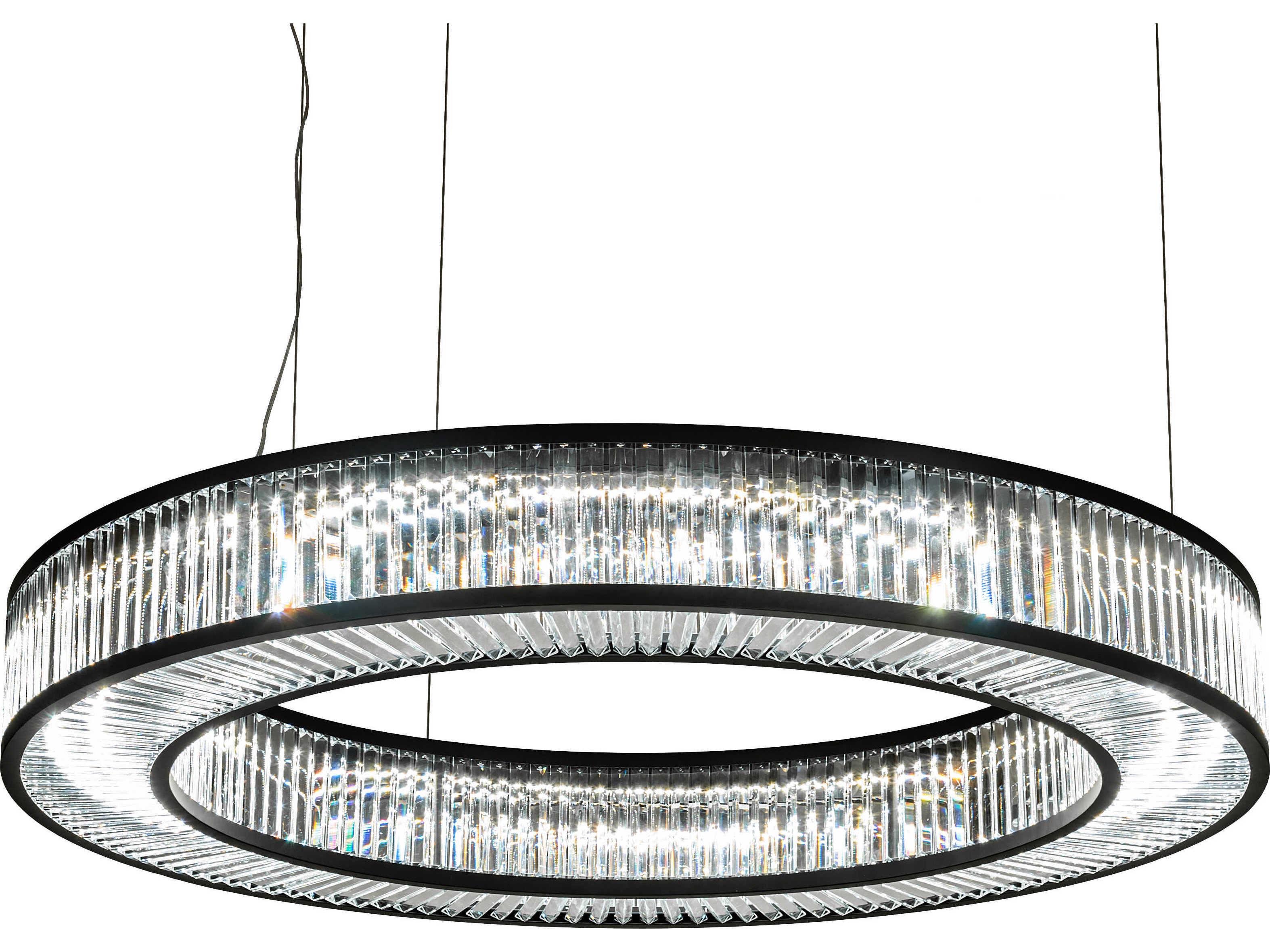 Meyda Beckam Matte Black Clear Crystal LED Drum Pendant