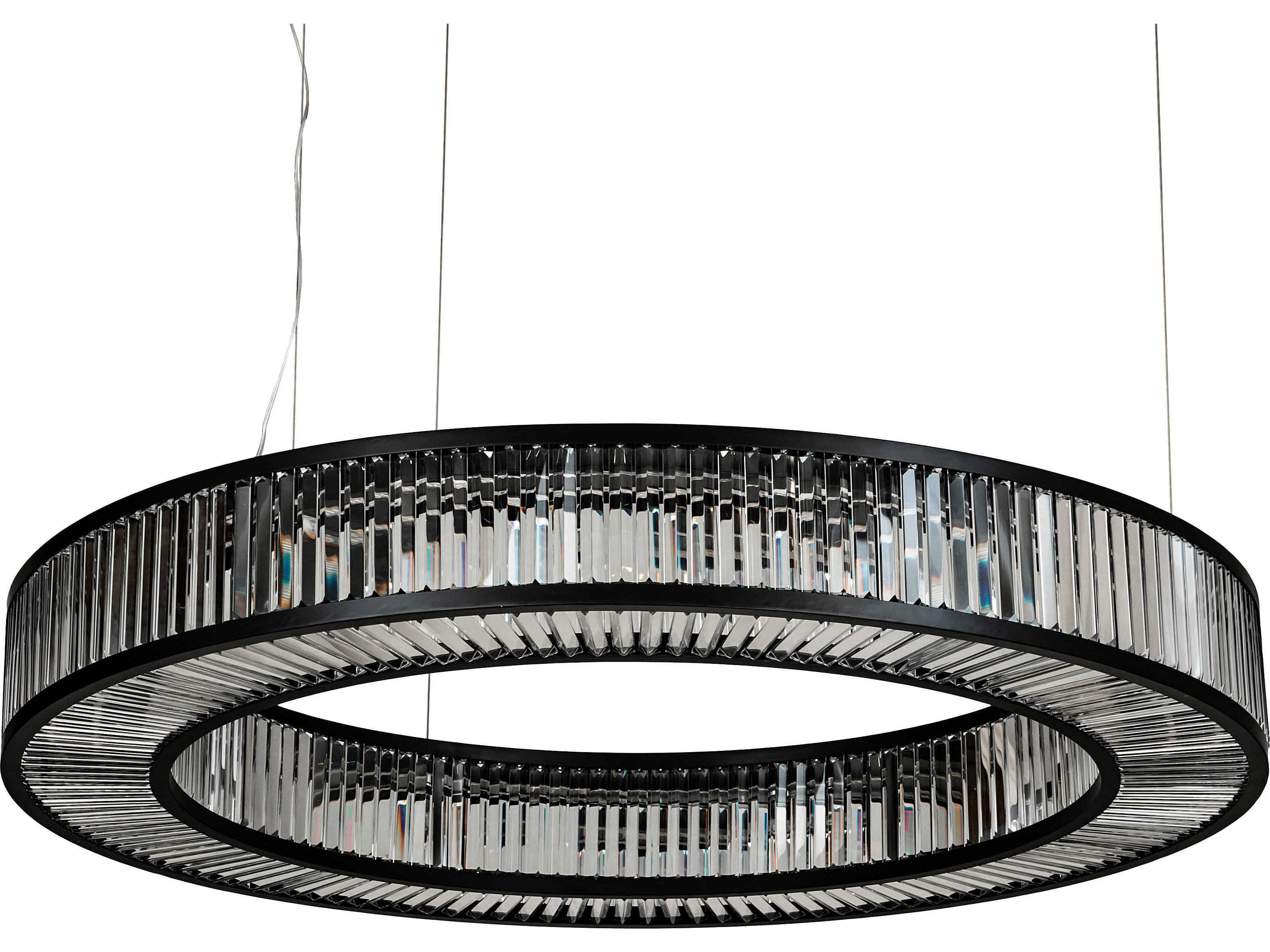 Meyda Beckam Matte Black Clear Crystal LED Drum Pendant