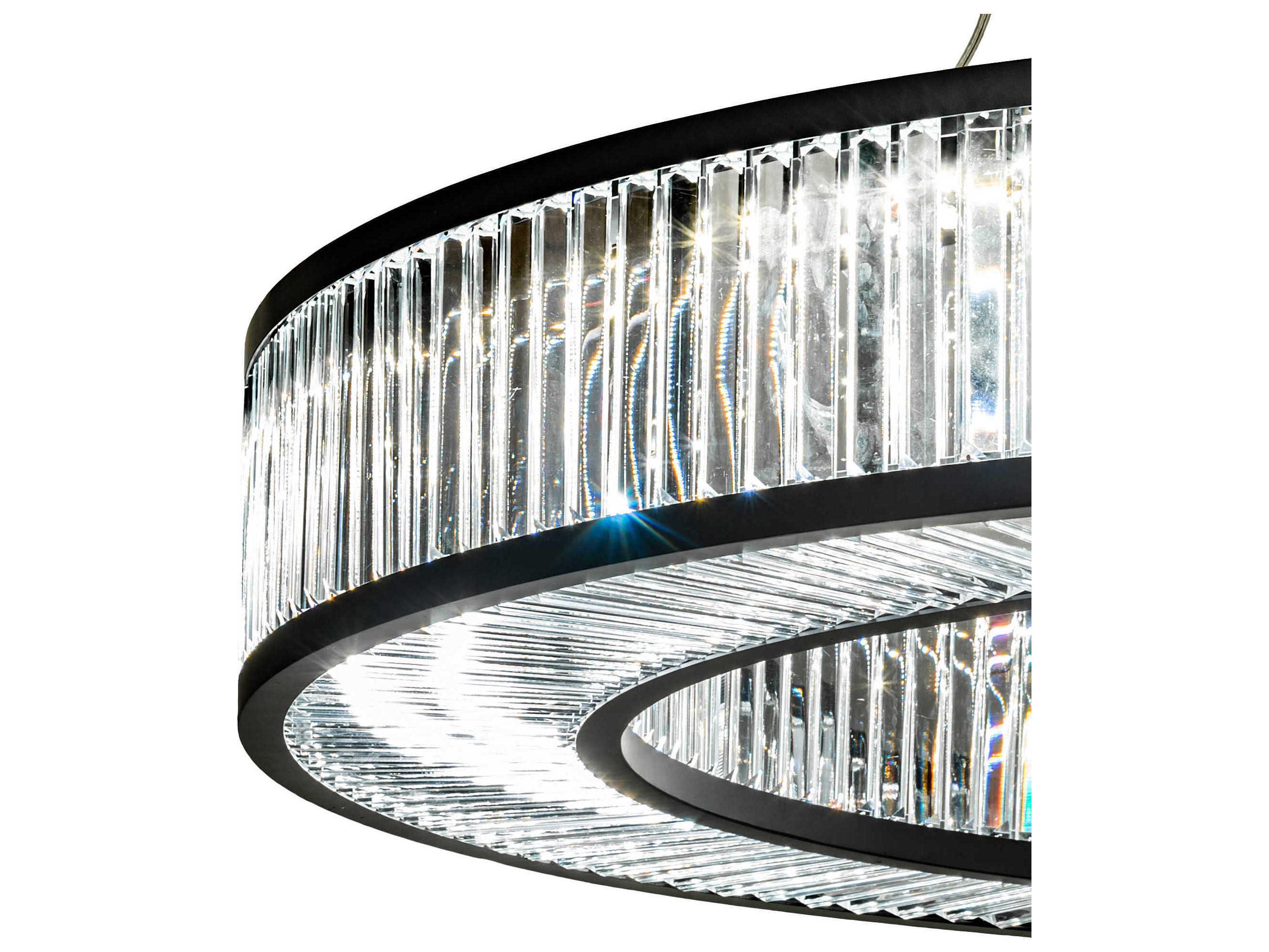 Meyda Beckam Matte Black Clear Crystal LED Drum Pendant