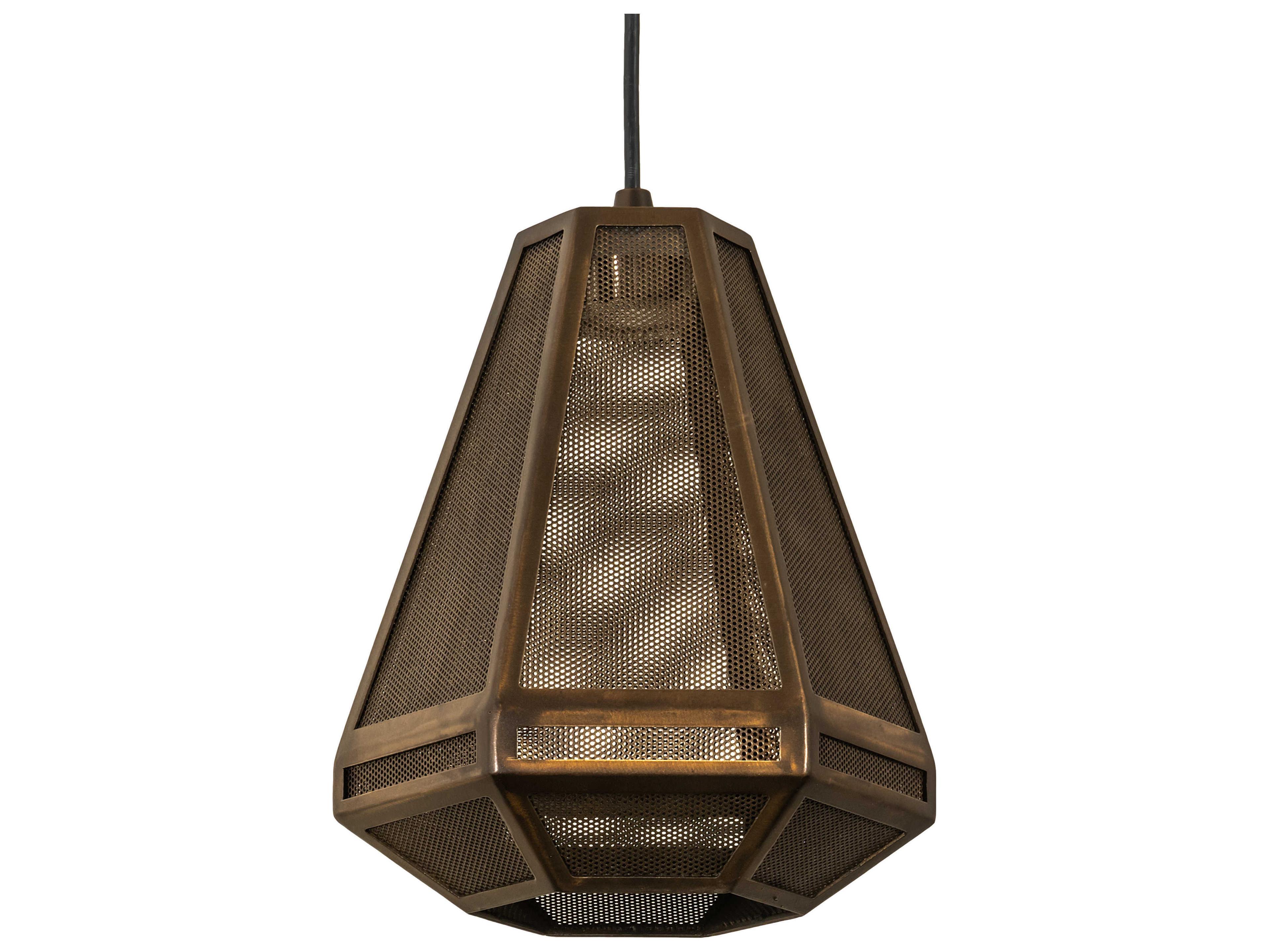 Meyda Nidos 1-Light Antique Copper LED Geometric Mini Pendant