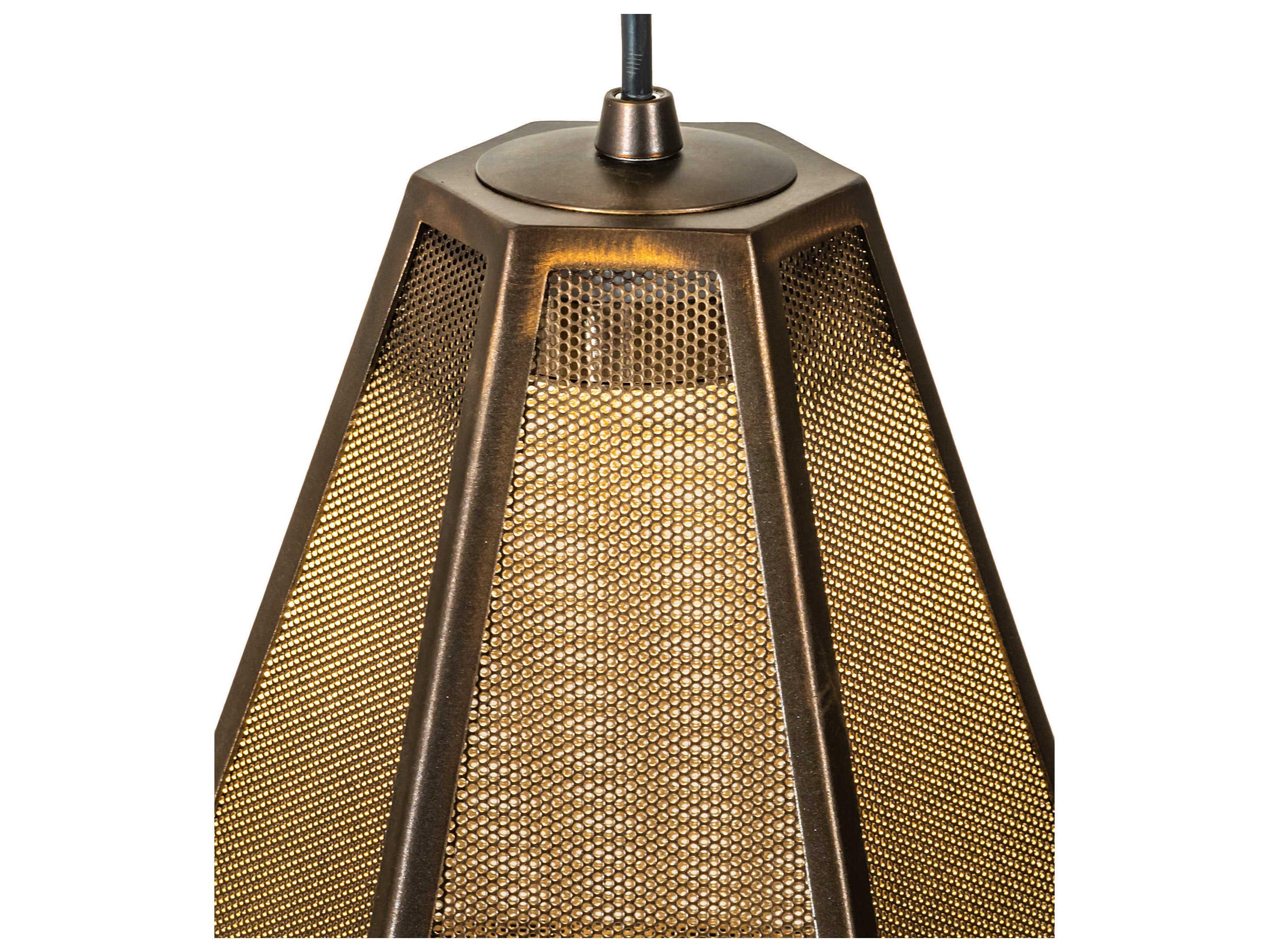 Meyda Nidos 1-Light Antique Copper LED Geometric Mini Pendant