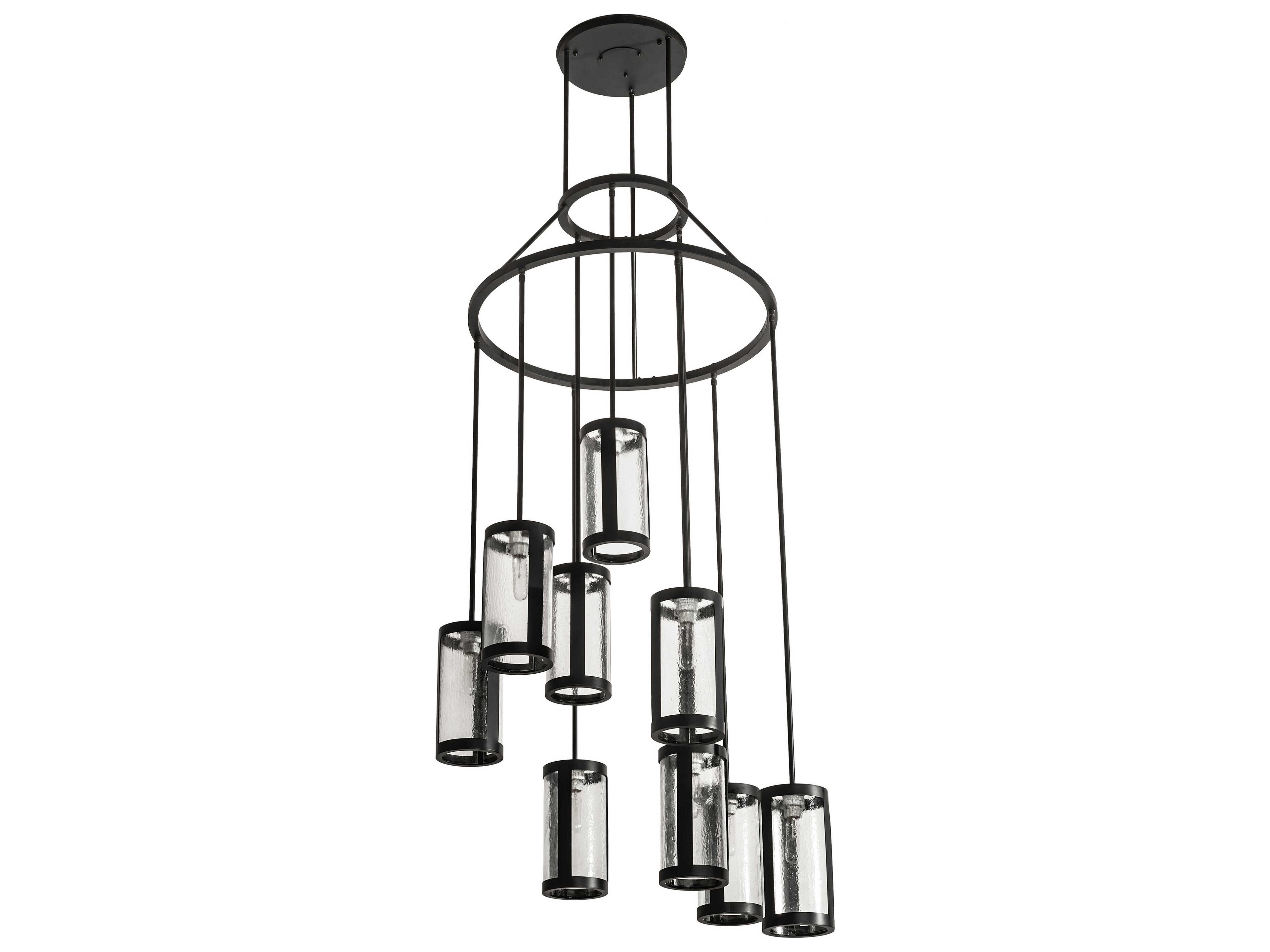 Meyda Cartier 9-Light Black Clear Seedy Glass Cylinder Pendant