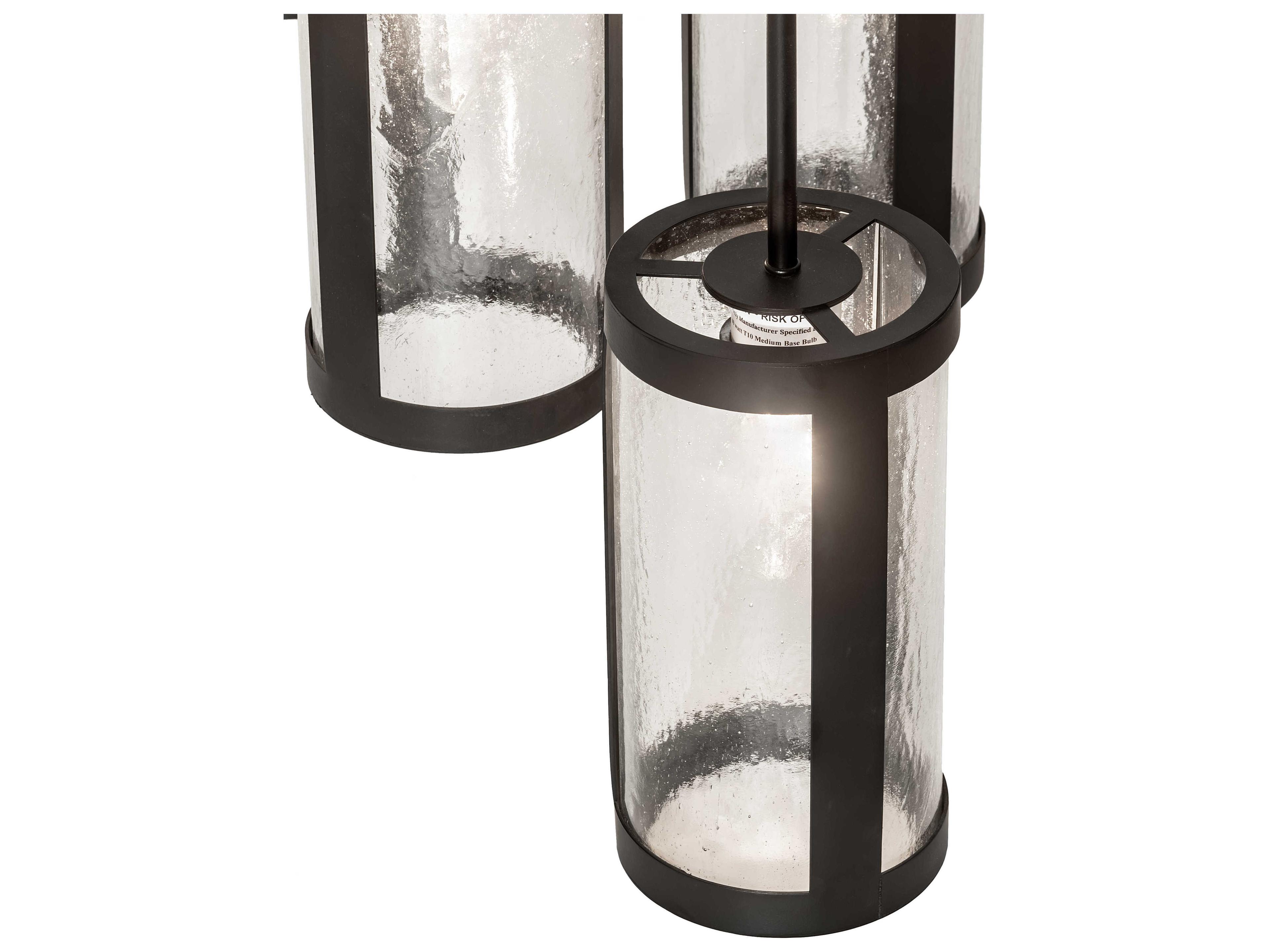 Meyda Cartier 9-Light Black Clear Seedy Glass Cylinder Pendant