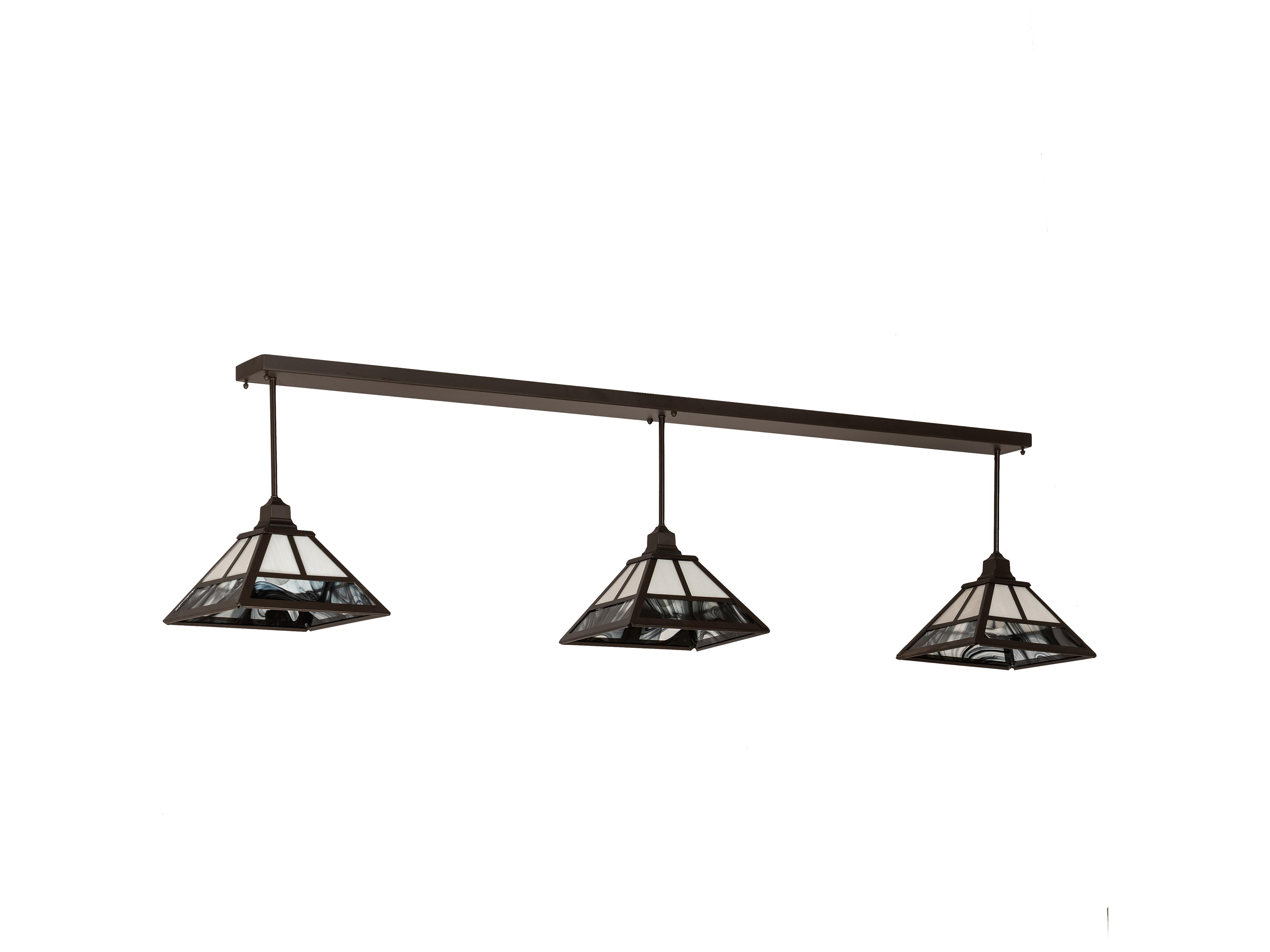 Meyda T-mission 3-Light Oil Rubbed Bronze Black Glass Island Pendant