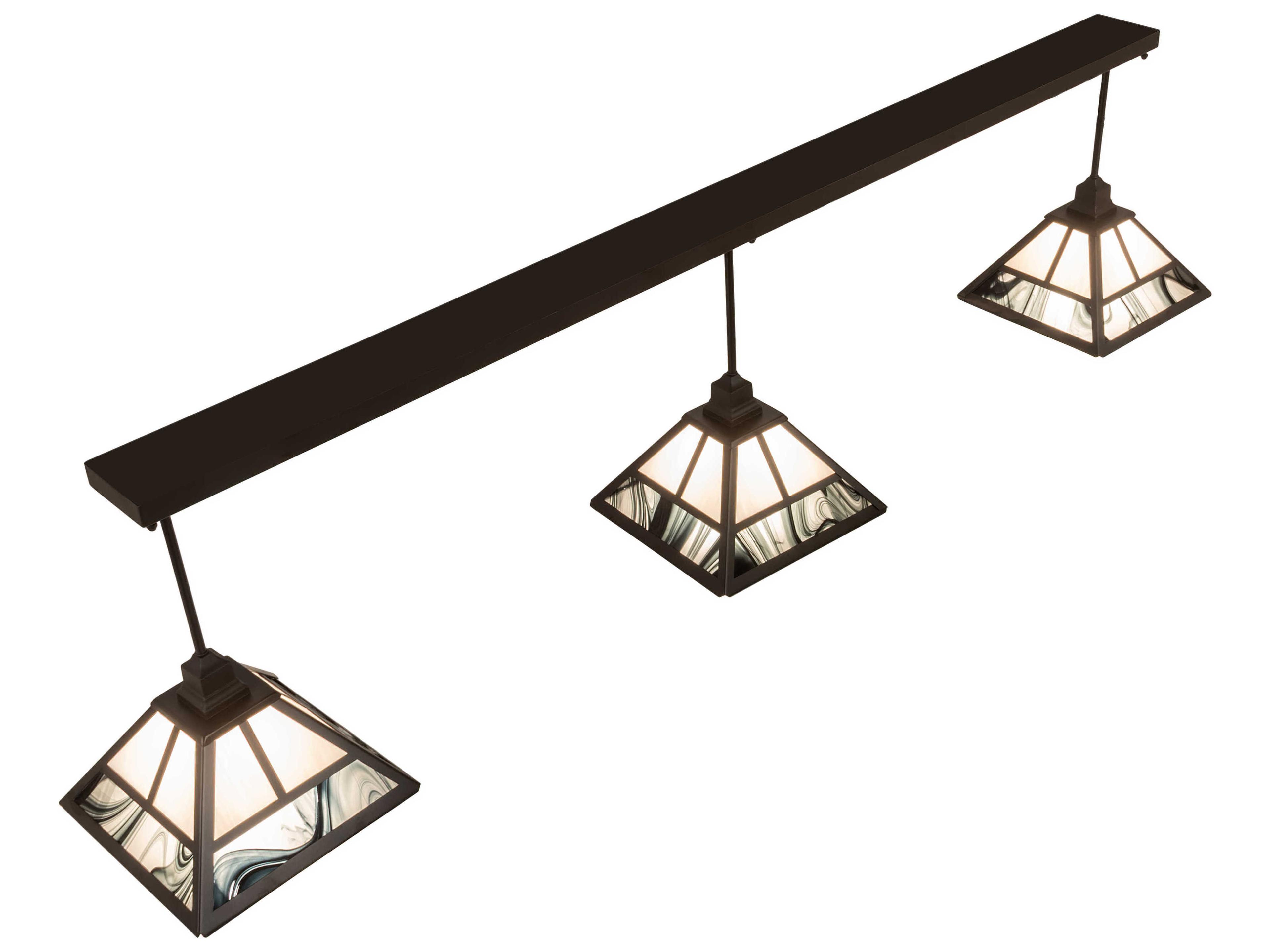 Meyda T-mission 3-Light Oil Rubbed Bronze Black Glass Island Pendant