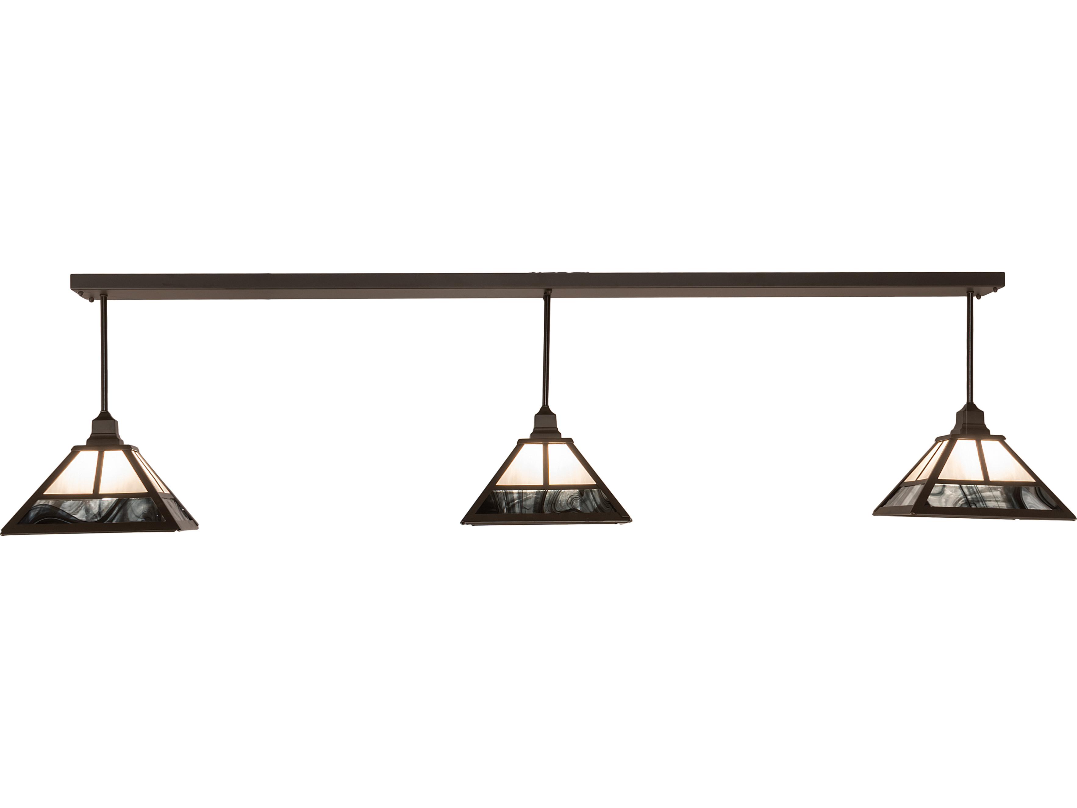 Meyda T-mission 3-Light Oil Rubbed Bronze Black Glass Island Pendant