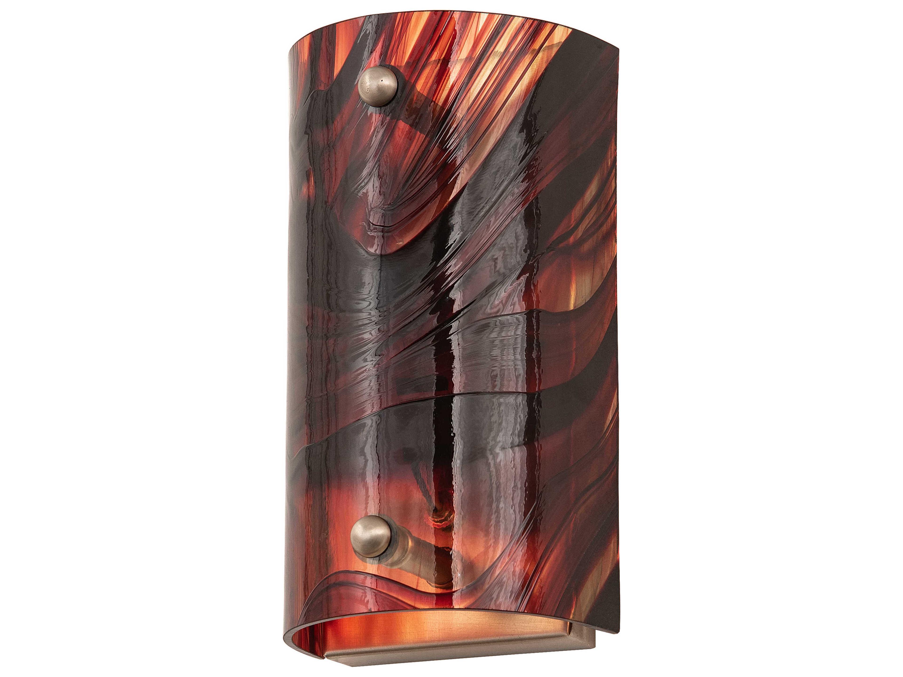 Meyda Cabernet Swirl 1-Light Brushed Nickel Red Glass Tiffany Wall Sconce