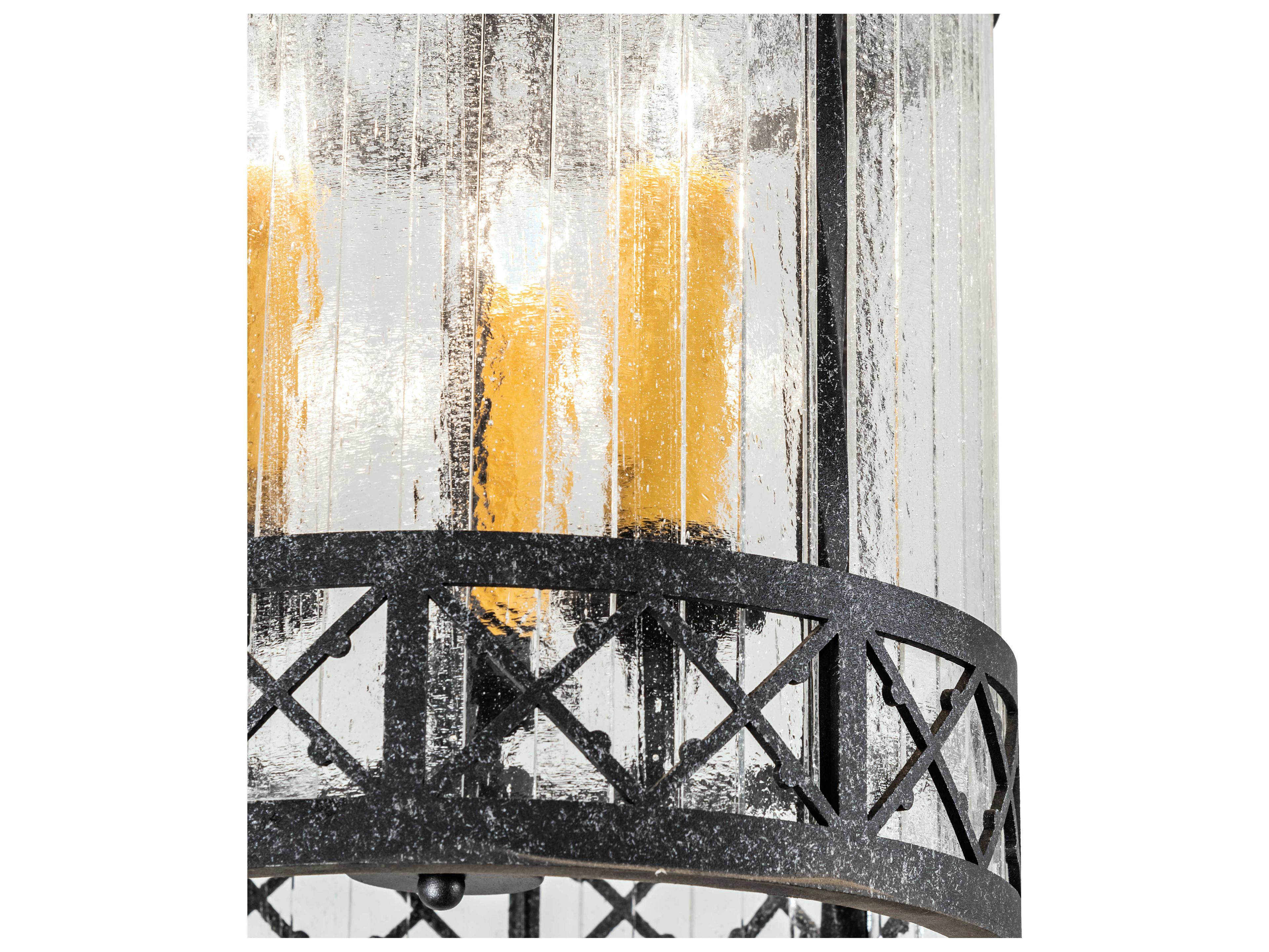 Meyda Antencio 3-Light Gunmetal Glass Candelabra Cylinder Chandelier