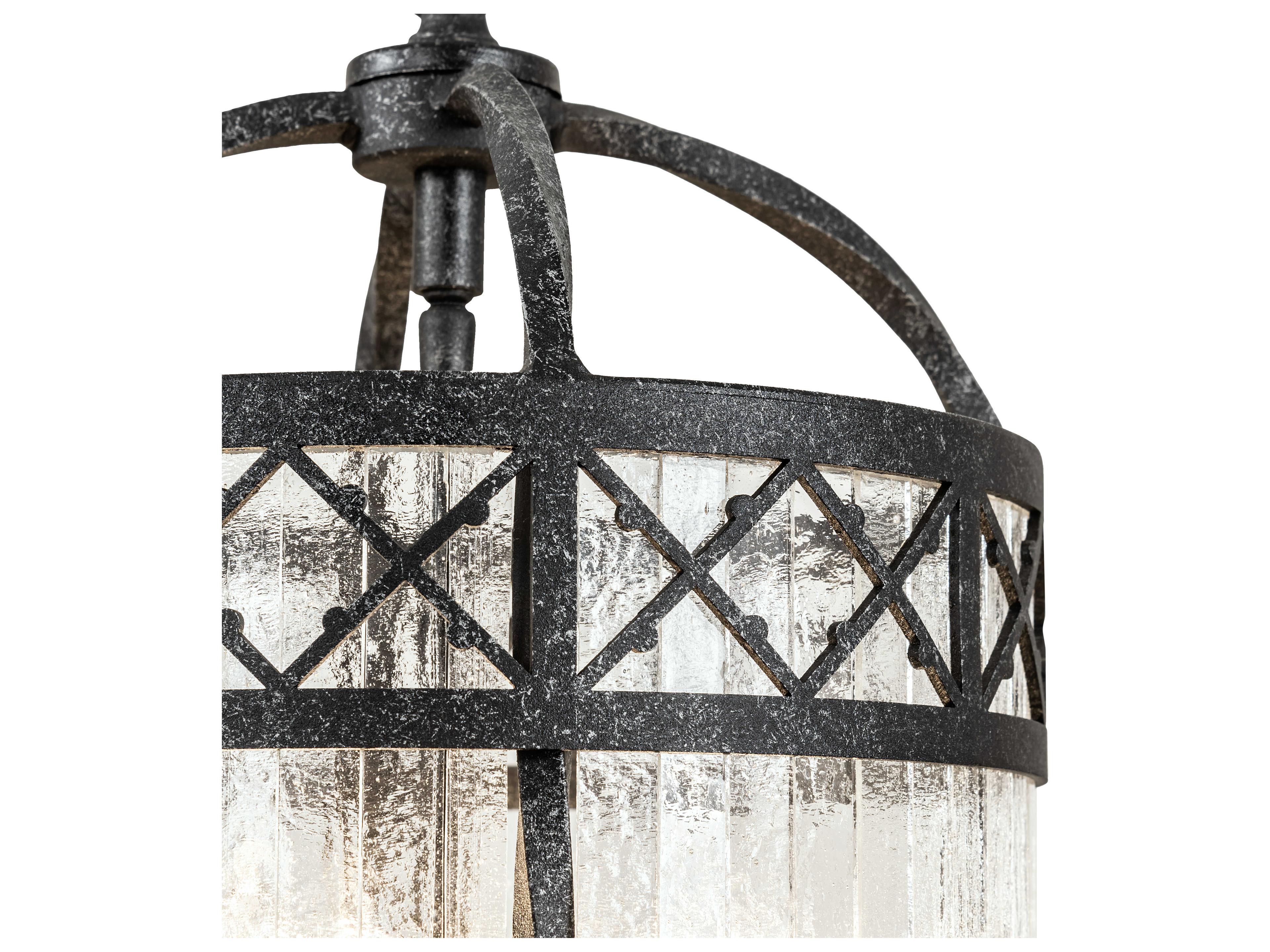 Meyda Antencio 3-Light Gunmetal Glass Candelabra Cylinder Chandelier