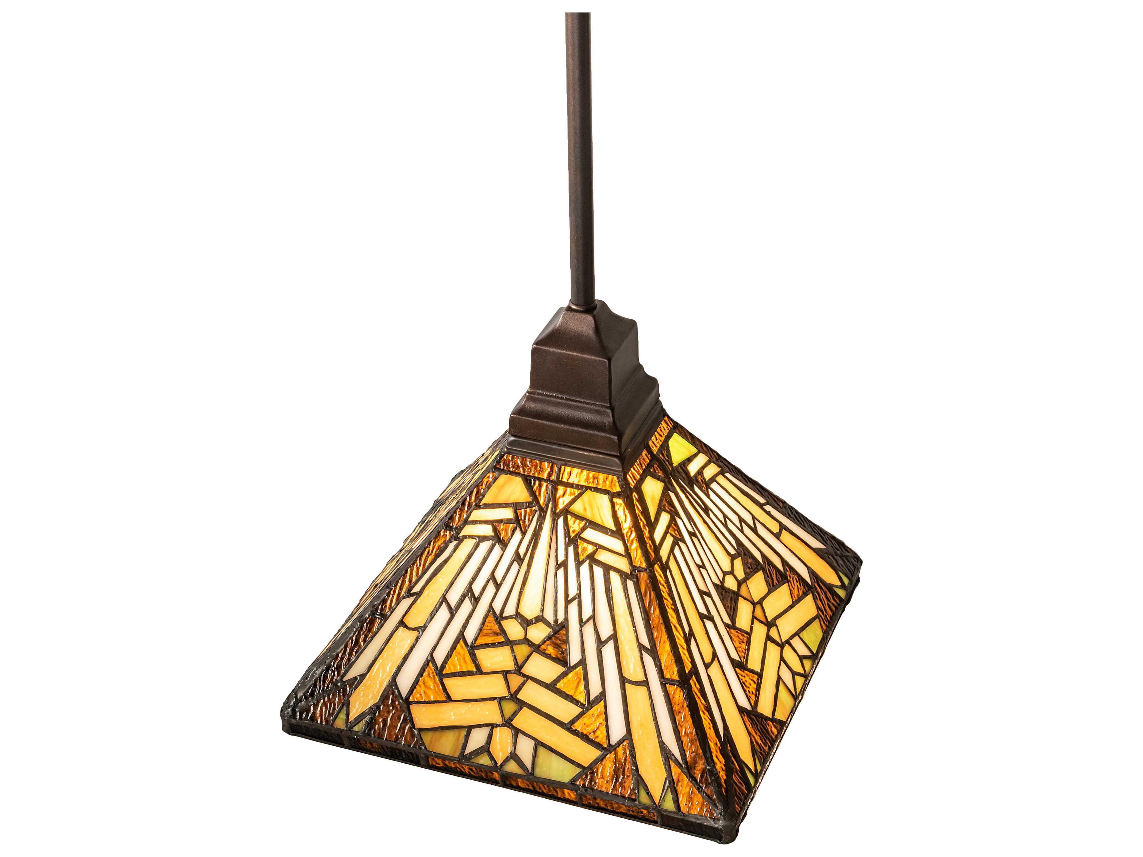 Meyda Nuevo Ii 1-Light Mahogany Bronze Brown Glass Tiffany Pendant