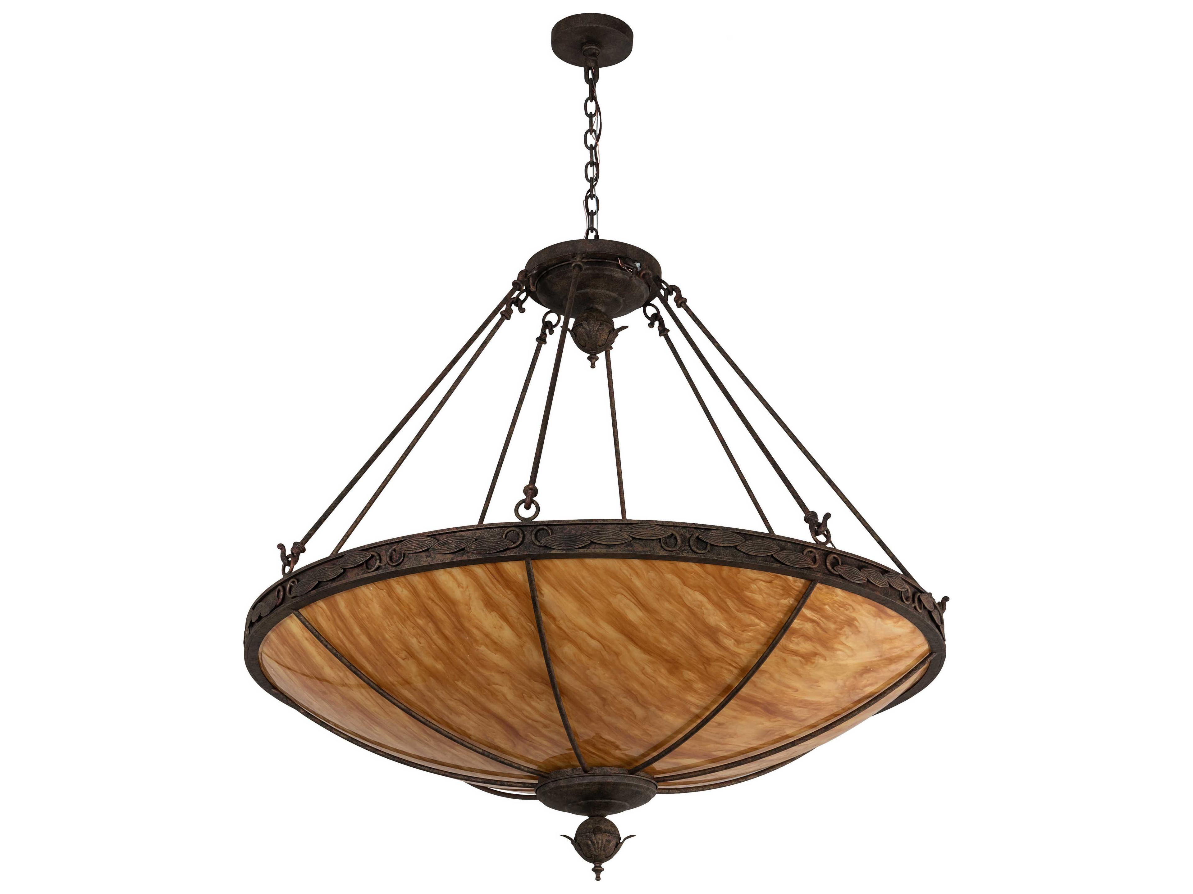 Meyda Arabesque 8-Light Coral Chocolate Gold Brown Bowl Pendant