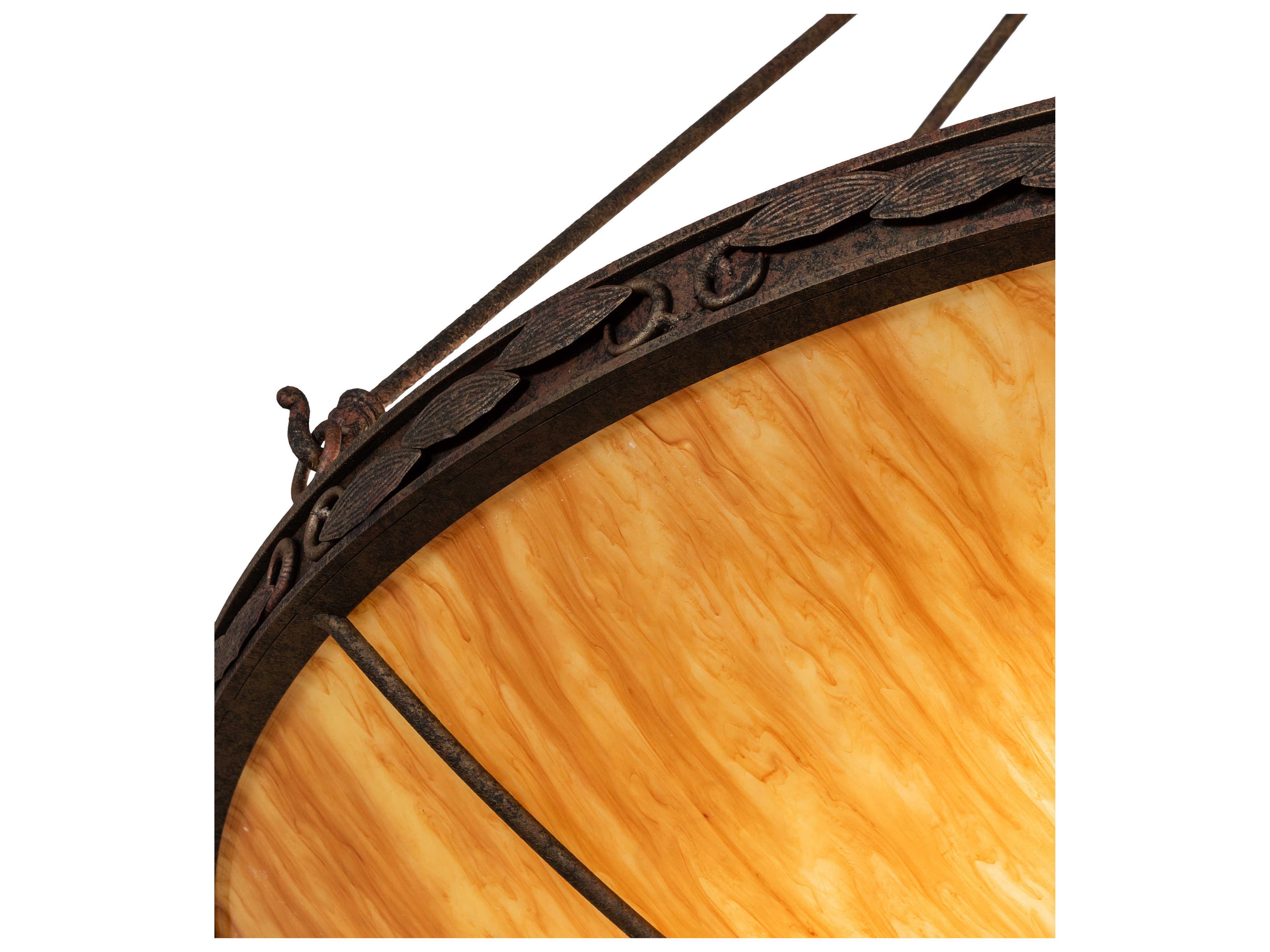 Meyda Arabesque 8-Light Coral Chocolate Gold Brown Bowl Pendant